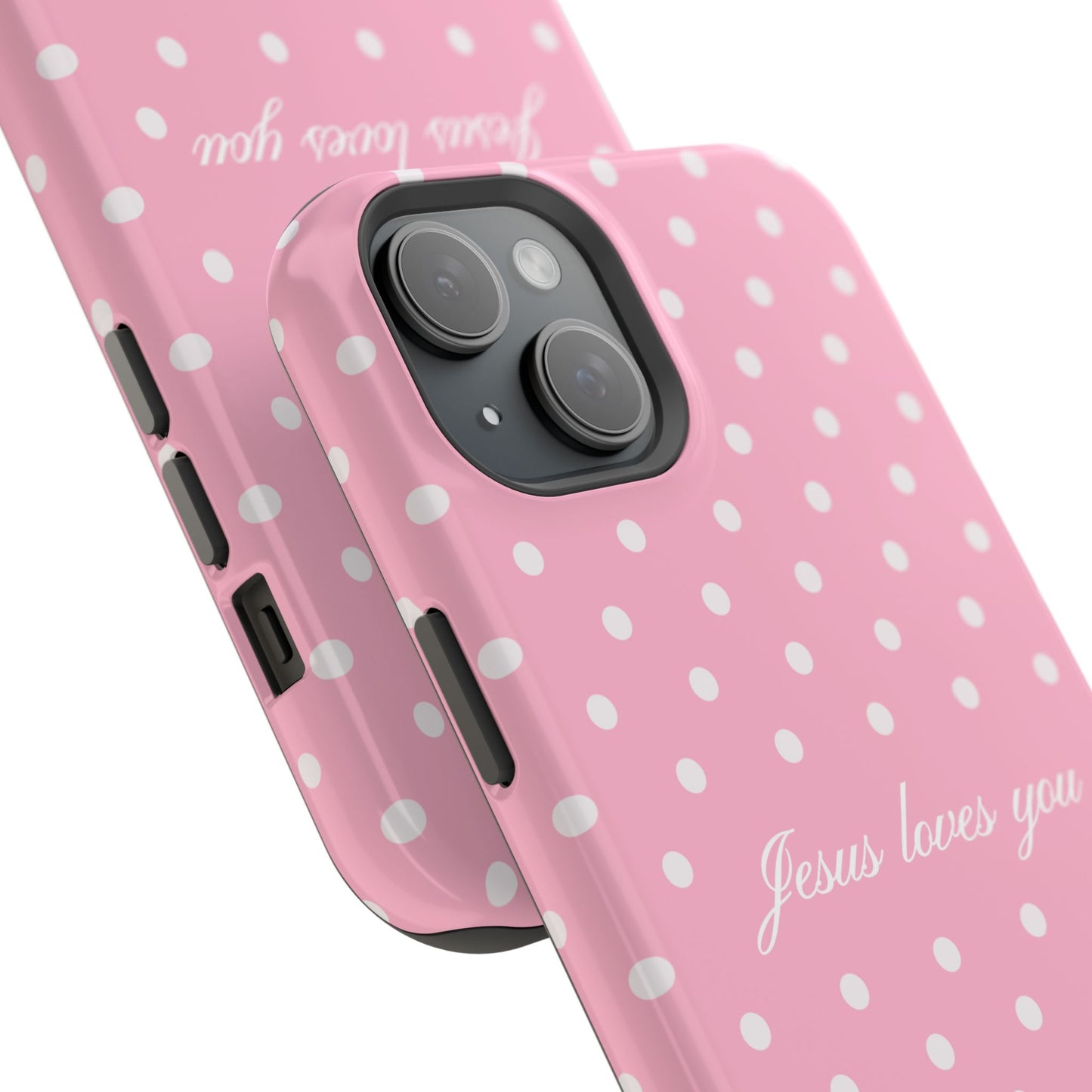Jesus loves you Pink Polka Dot MagSafe Phone Case