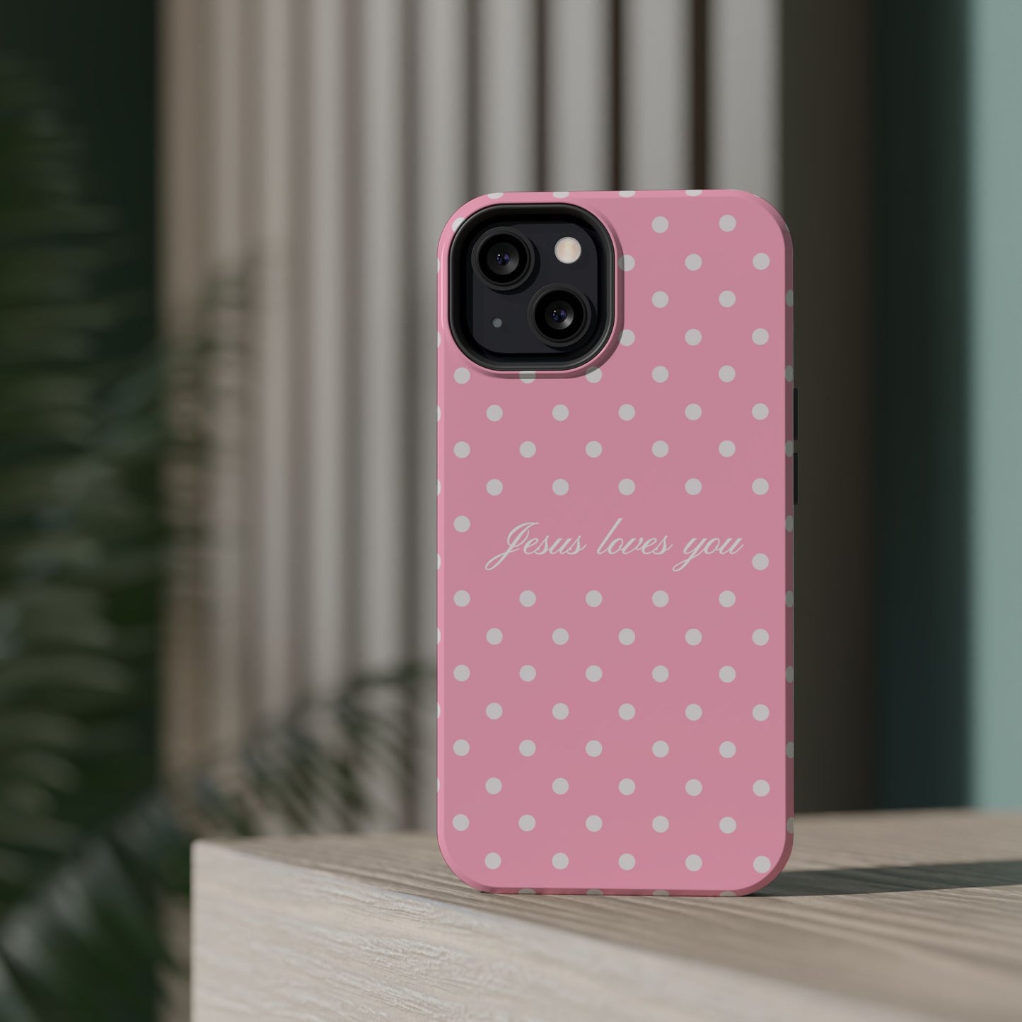 Jesus loves you Pink Polka Dot MagSafe Phone Case