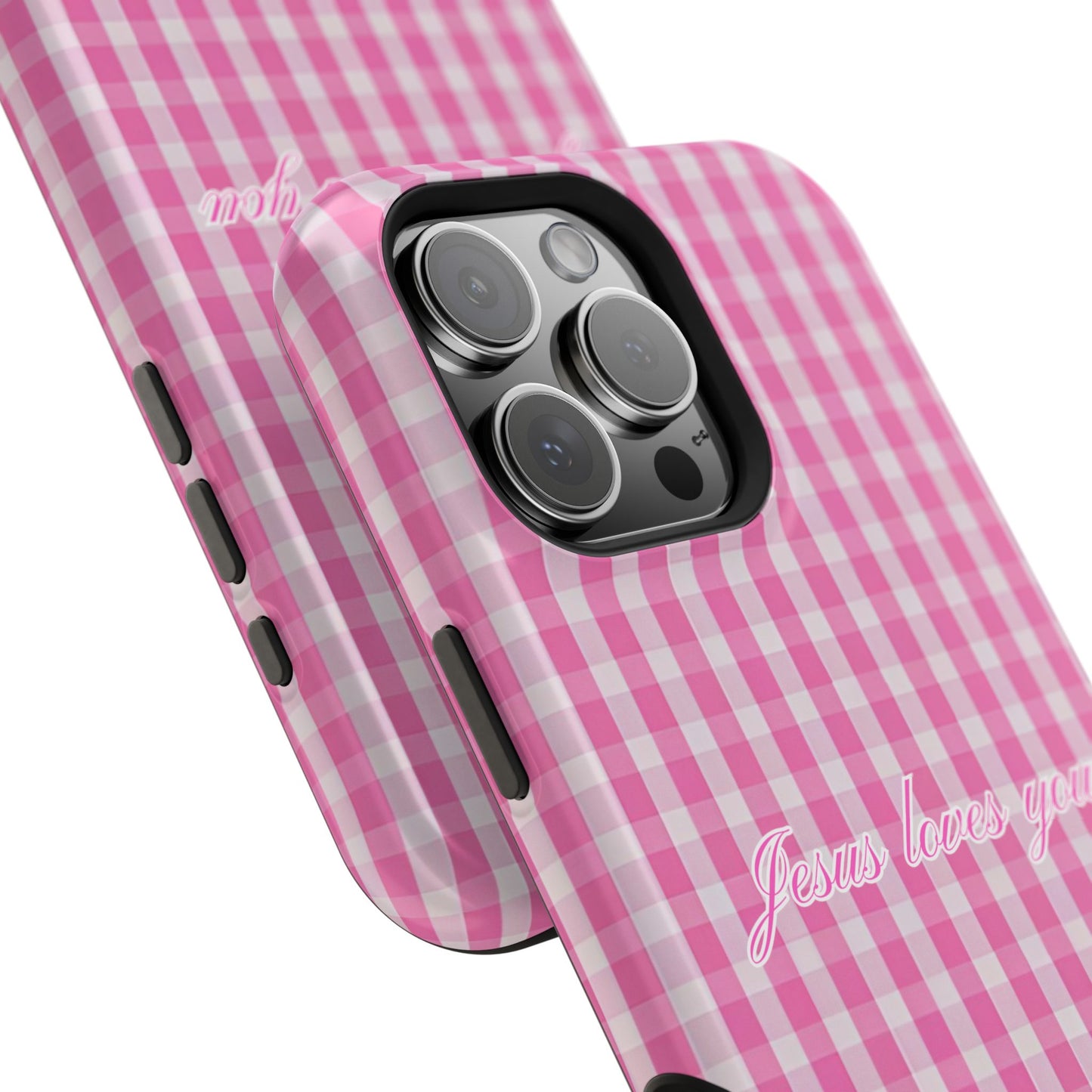 Jesus loves you Pink Gingham Phone Case MagSafe