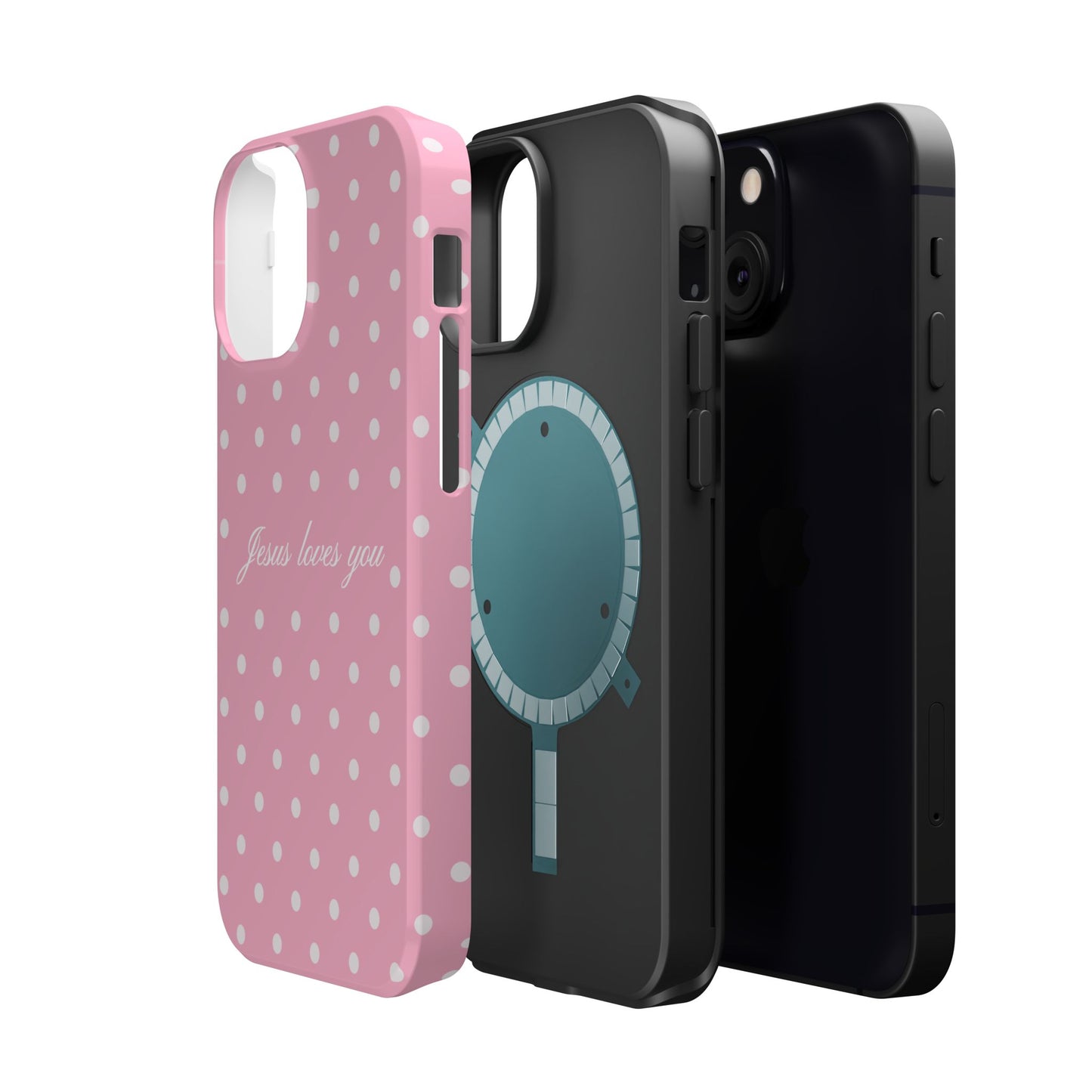 Jesus loves you Pink Polka Dot MagSafe Phone Case