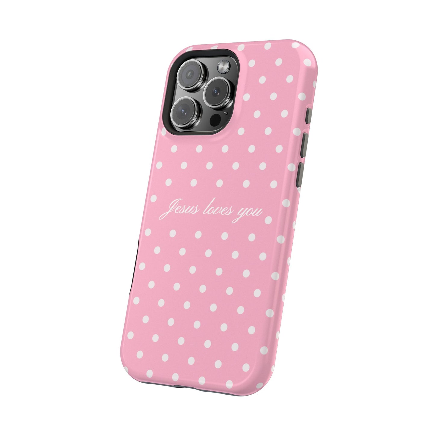 Jesus loves you Pink Polka Dot MagSafe Phone Case