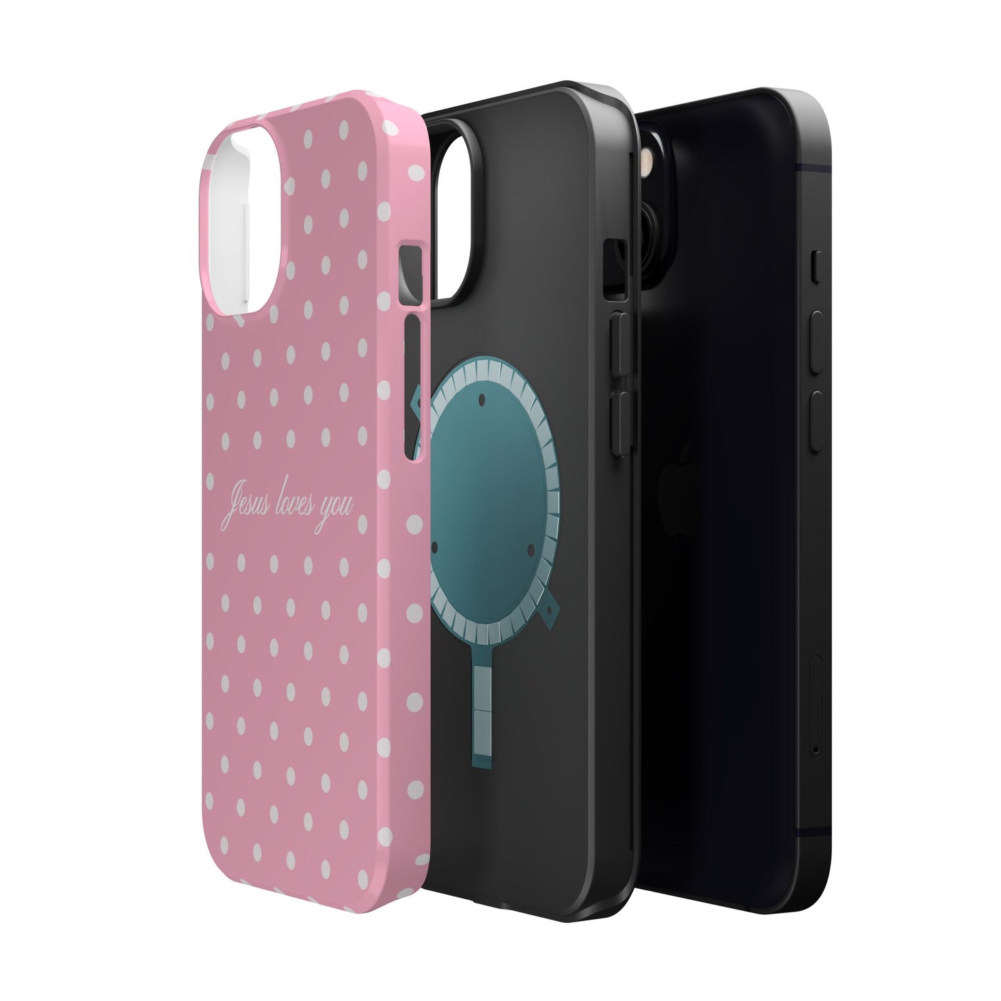 Jesus loves you Pink Polka Dot MagSafe Phone Case