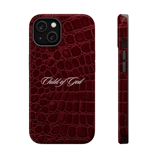 Child of God Burgundy Croc MagSafe Phone Case