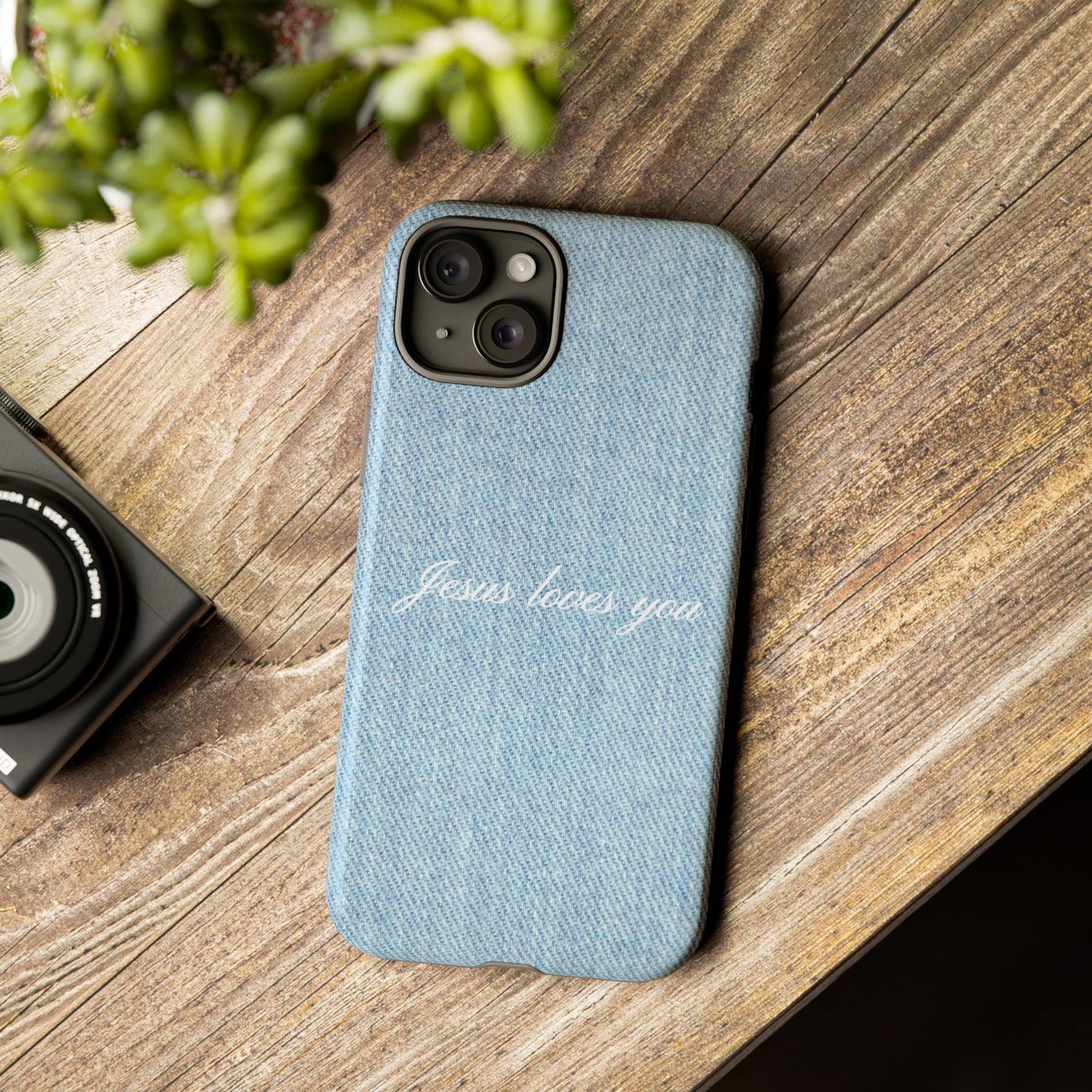 Jesus loves you Denim Phone Case