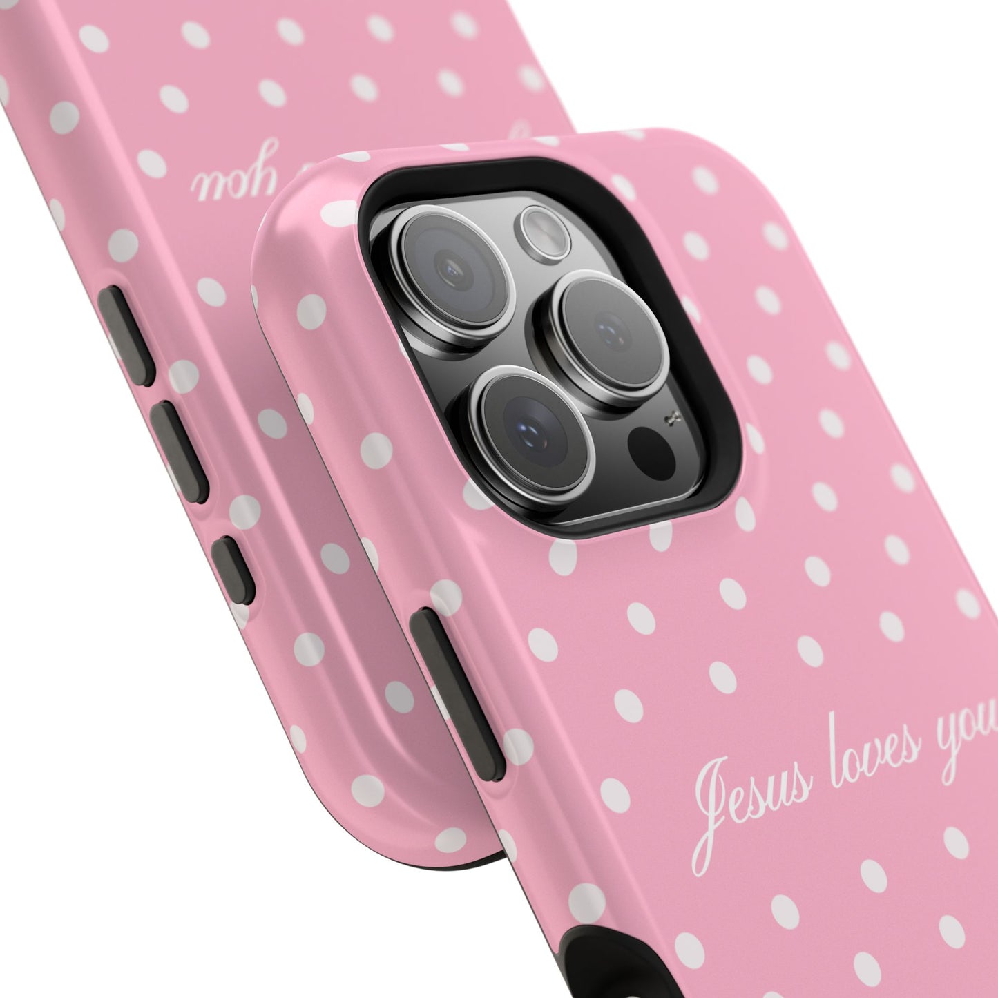 Jesus loves you Pink Polka Dot MagSafe Phone Case