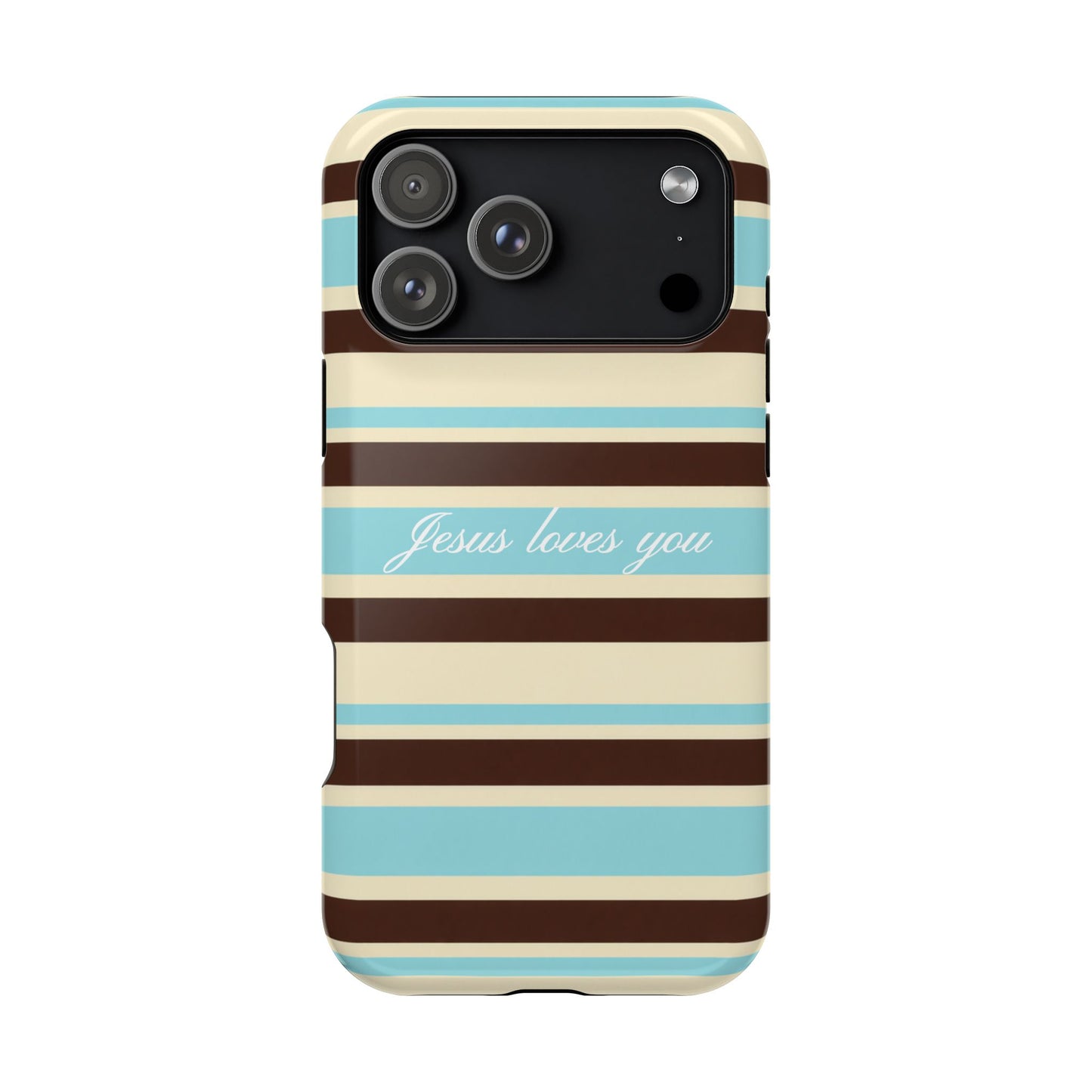 Jesus Loves You Aqua Stripe MagSafe Phone Case
