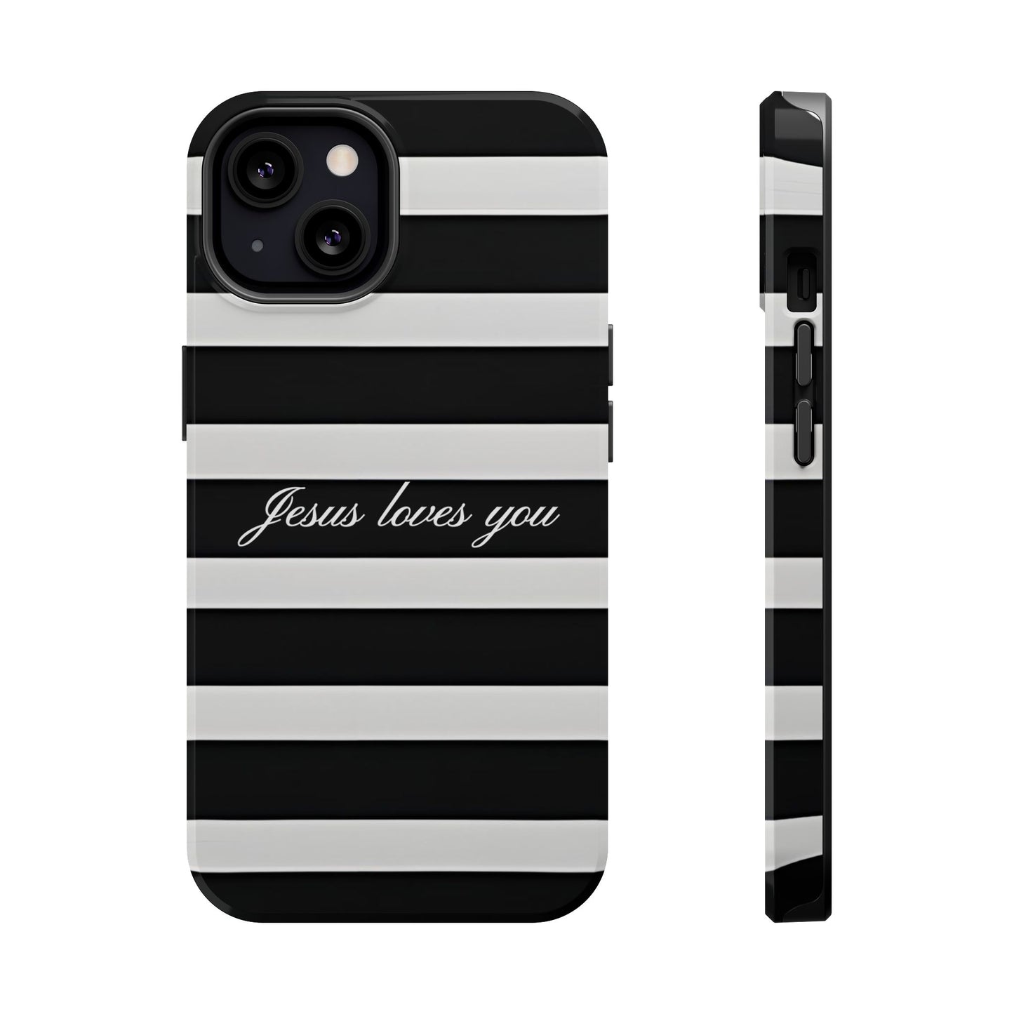 Jesus loves you Striped MagSafe Phone Case