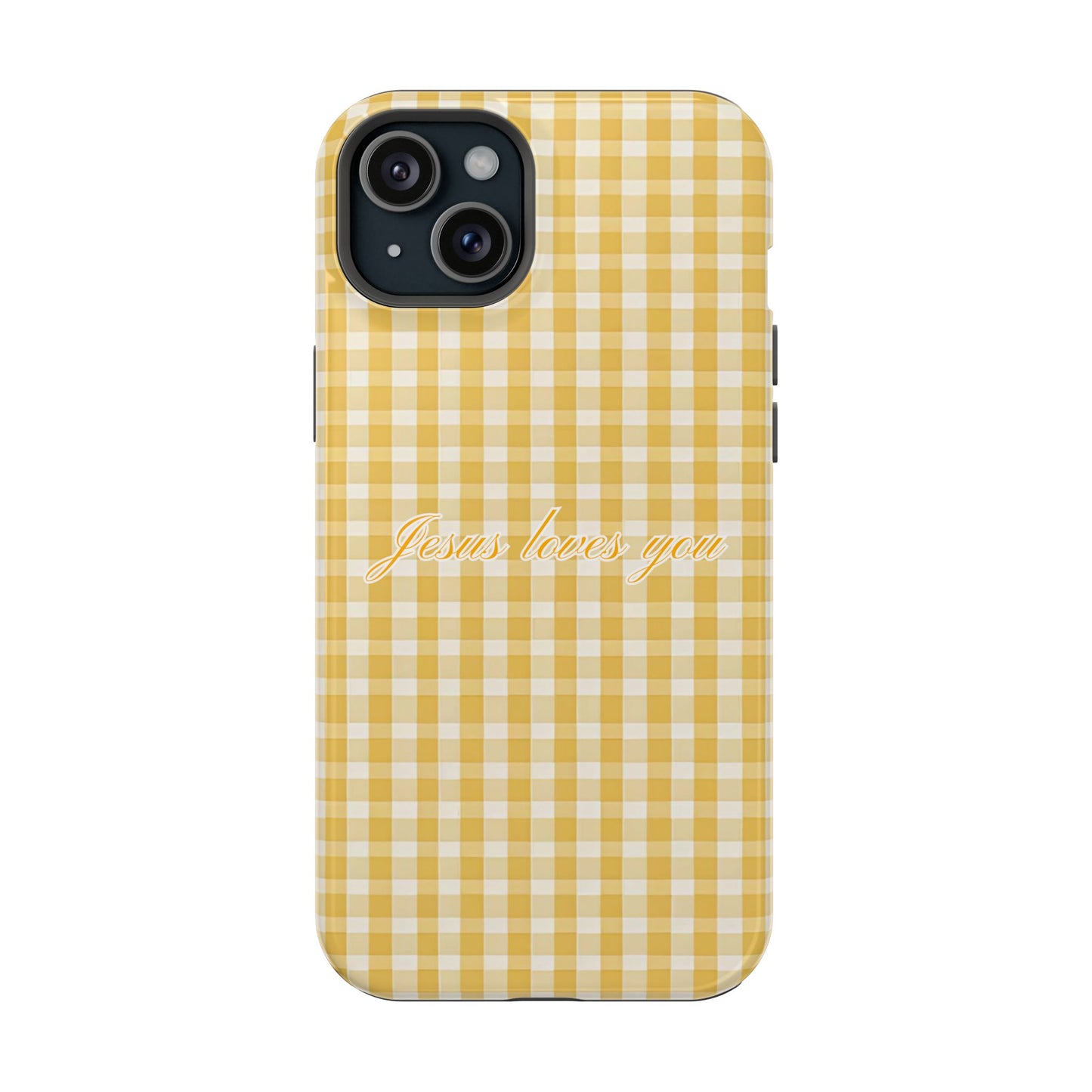 Jesus loves you Gingham Yellow Phone Case MagSafe