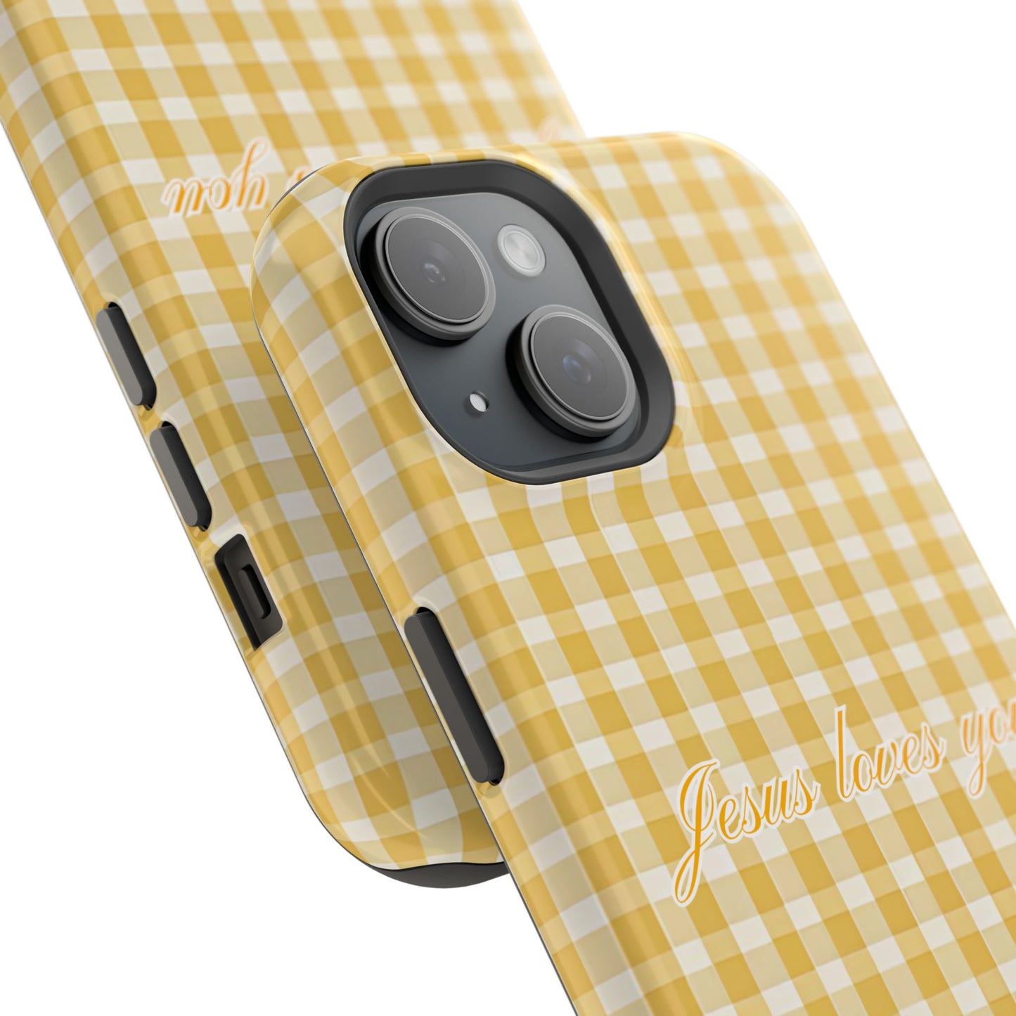 Jesus loves you Gingham Yellow Phone Case MagSafe