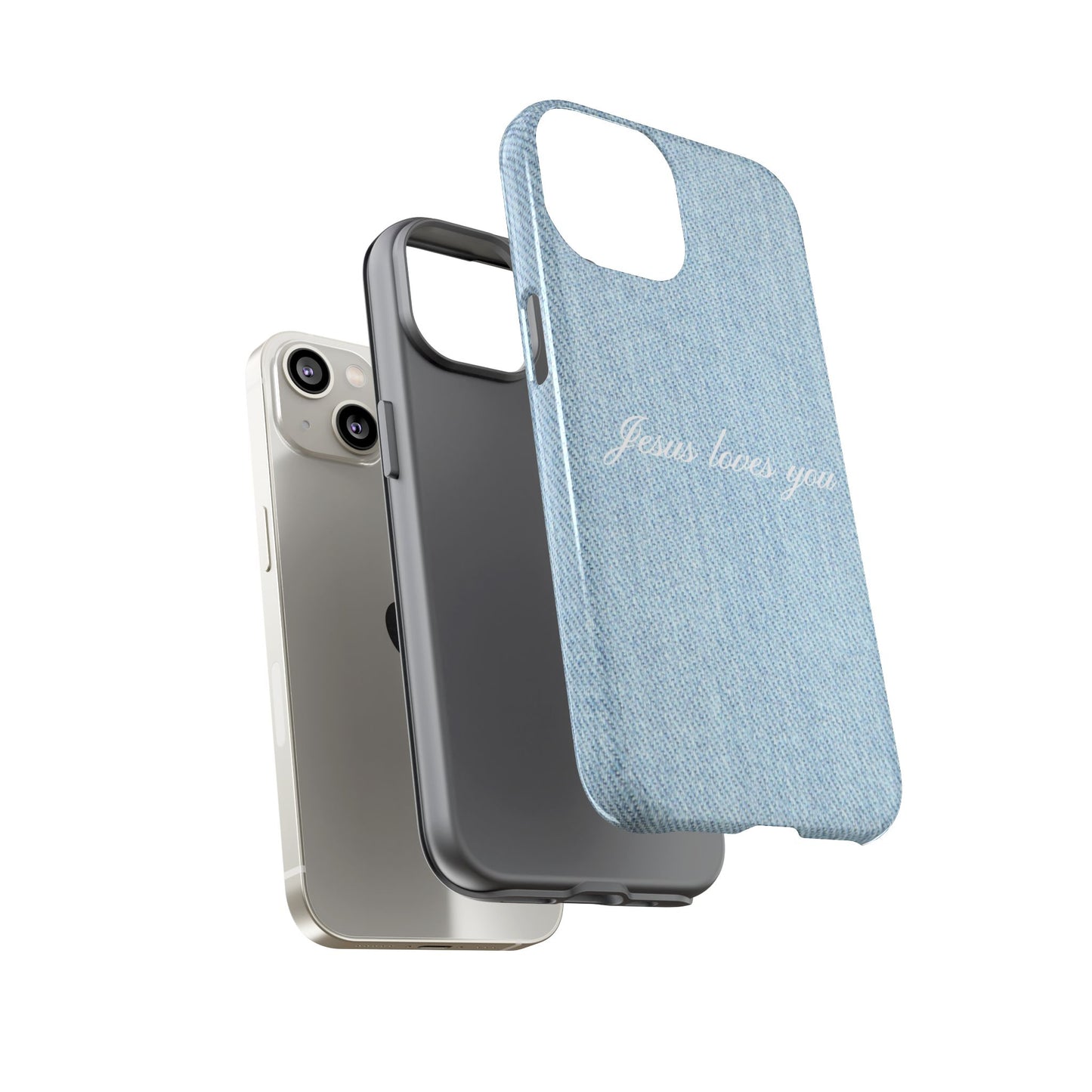 Jesus loves you Denim Phone Case