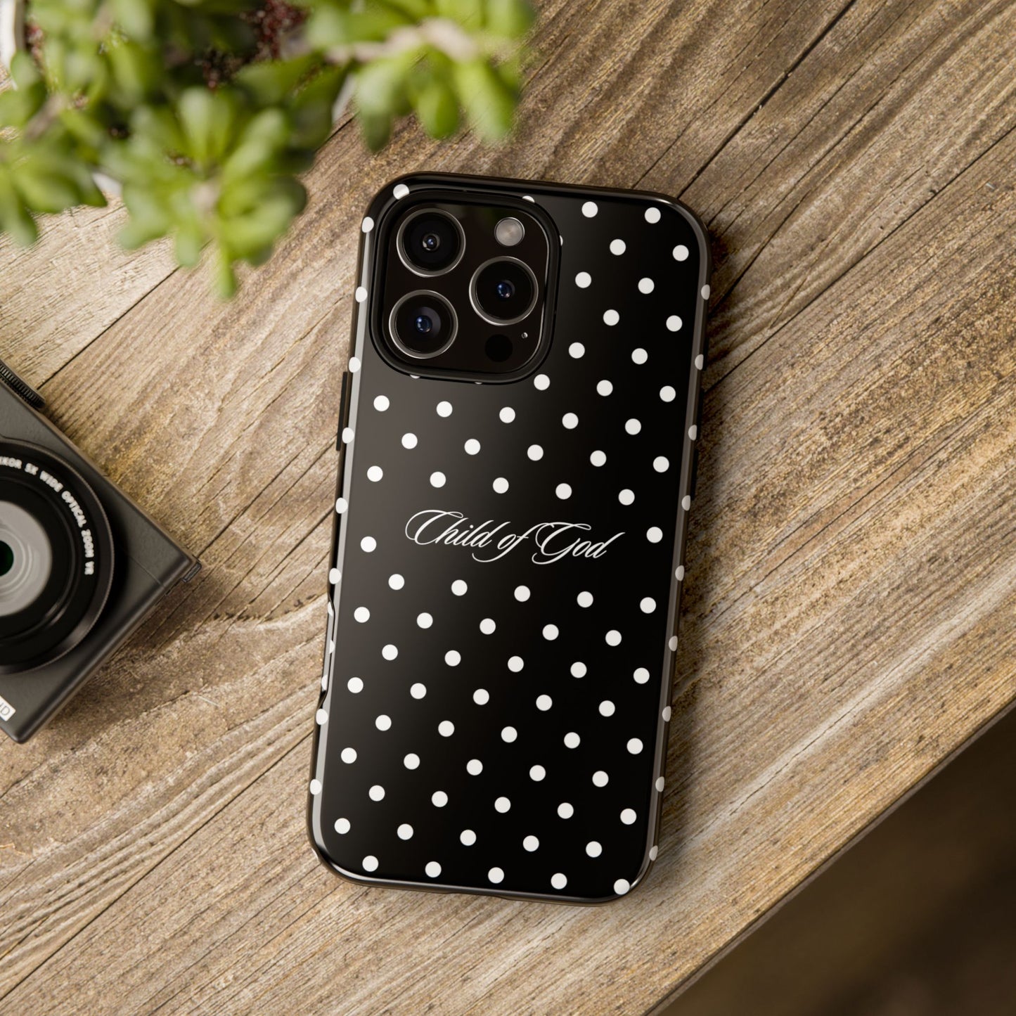 Child of God Black Polka Dot Phone Case