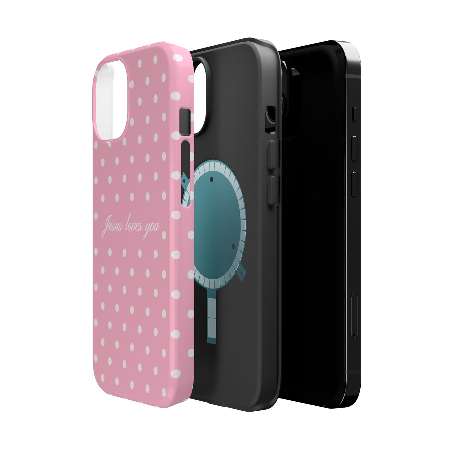 Jesus loves you Pink Polka Dot MagSafe Phone Case