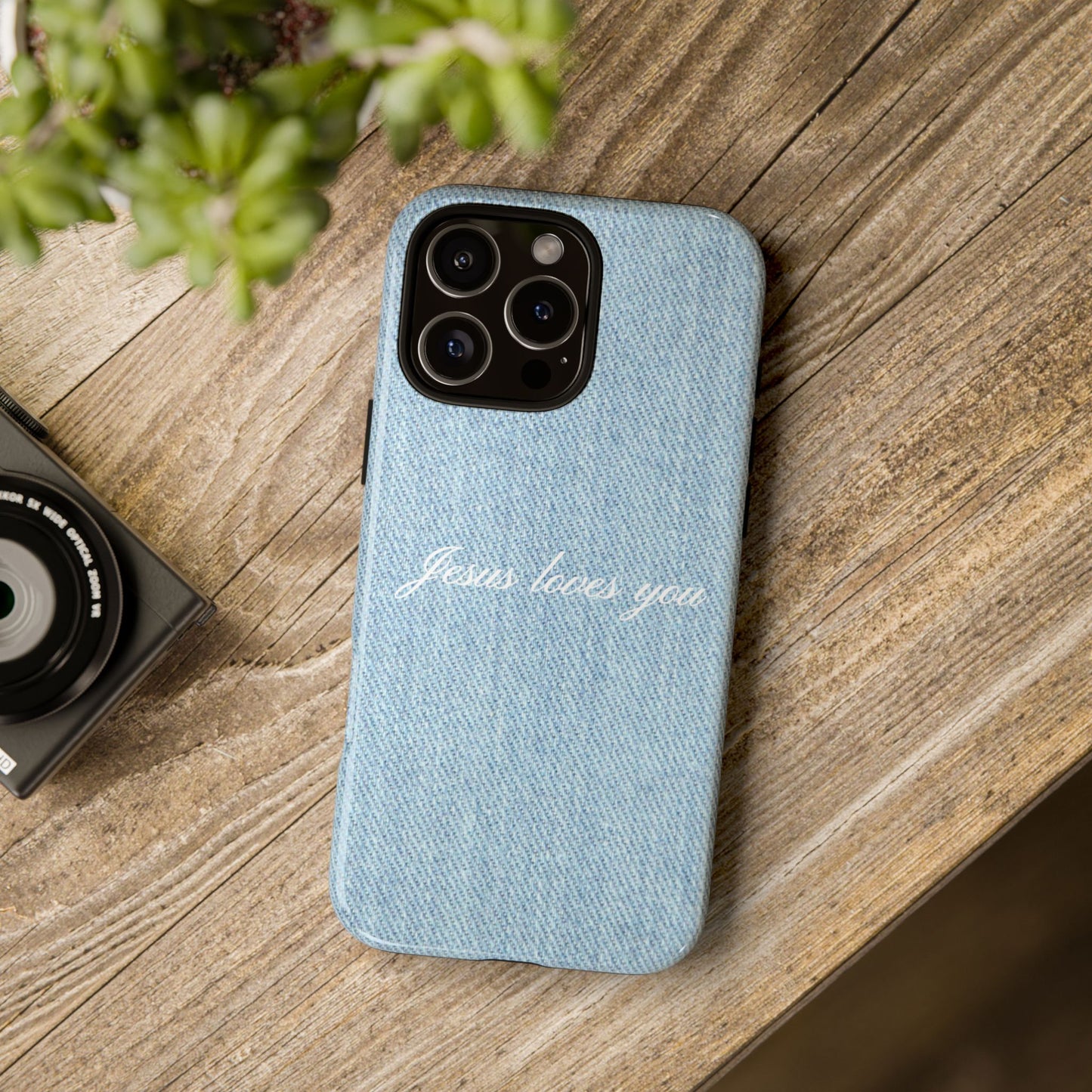 Jesus loves you Denim Phone Case