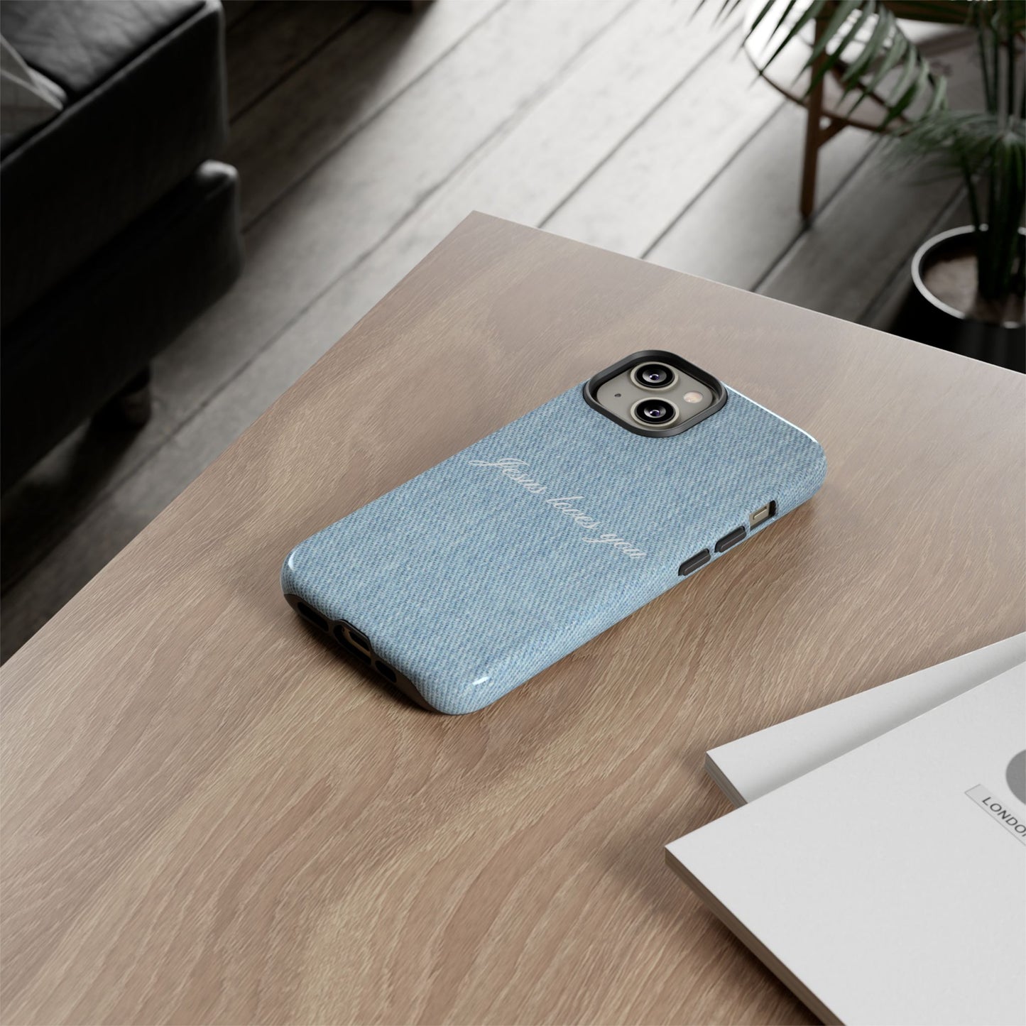 Jesus loves you Denim Phone Case