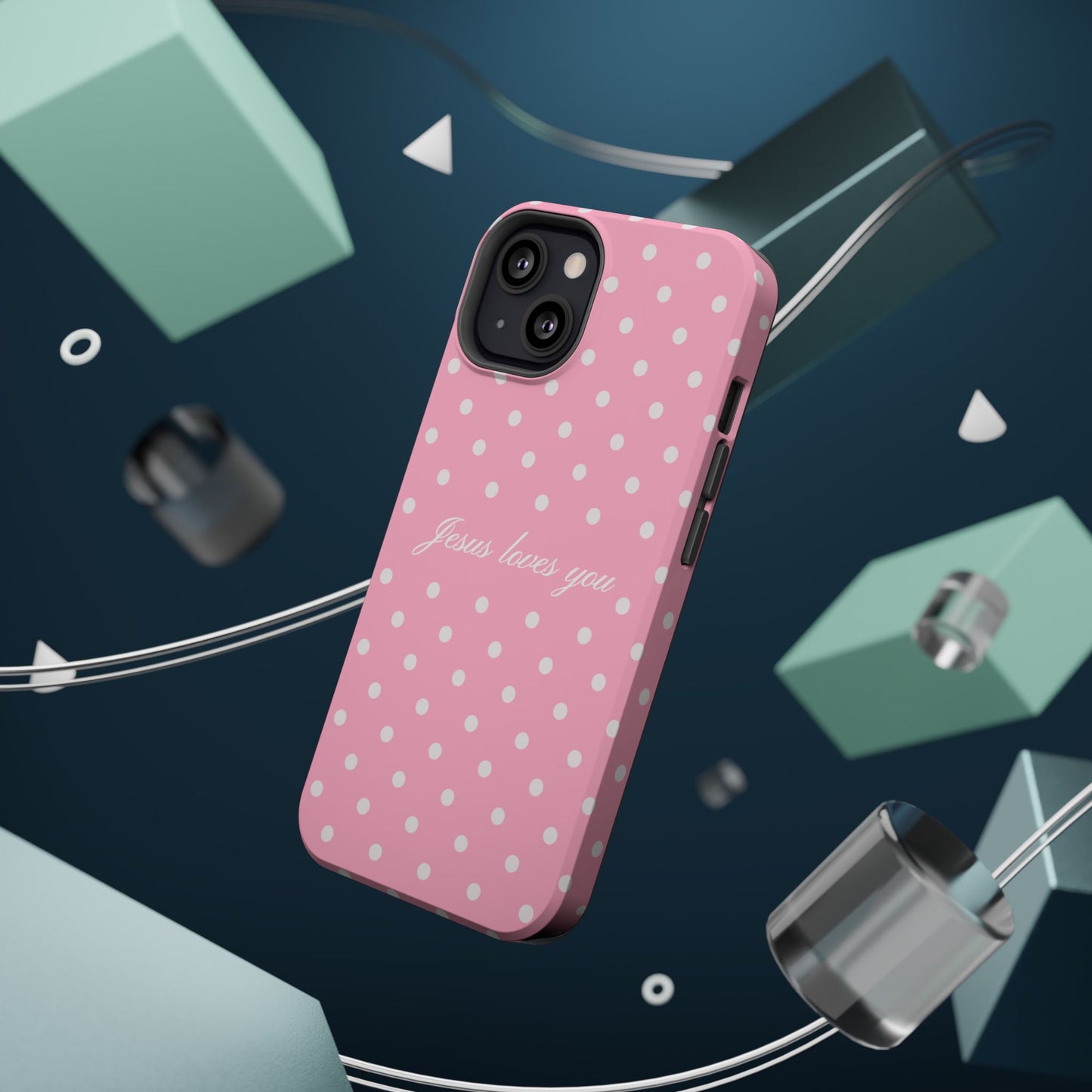 Jesus loves you Pink Polka Dot MagSafe Phone Case