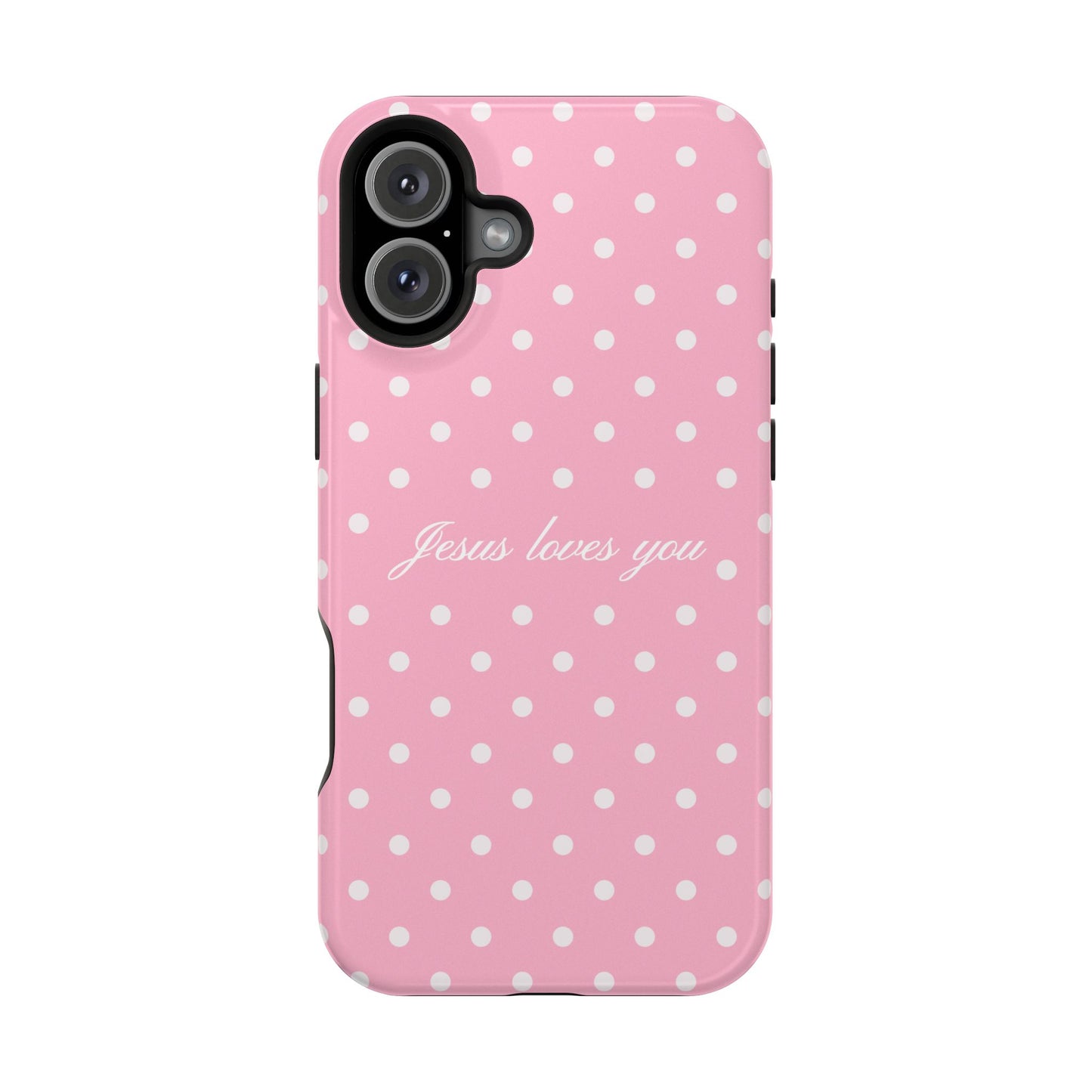 Jesus loves you Pink Polka Dot MagSafe Phone Case