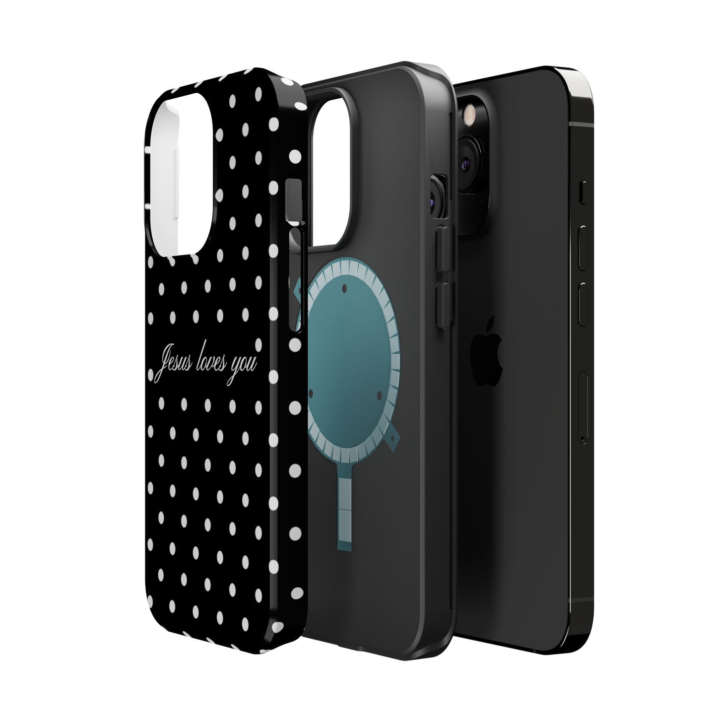 Jesus loves you Black Polka Dot Phone Case MagSafe