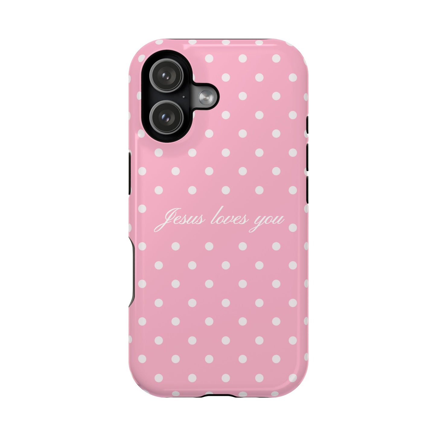 Jesus loves you Pink Polka Dot MagSafe Phone Case