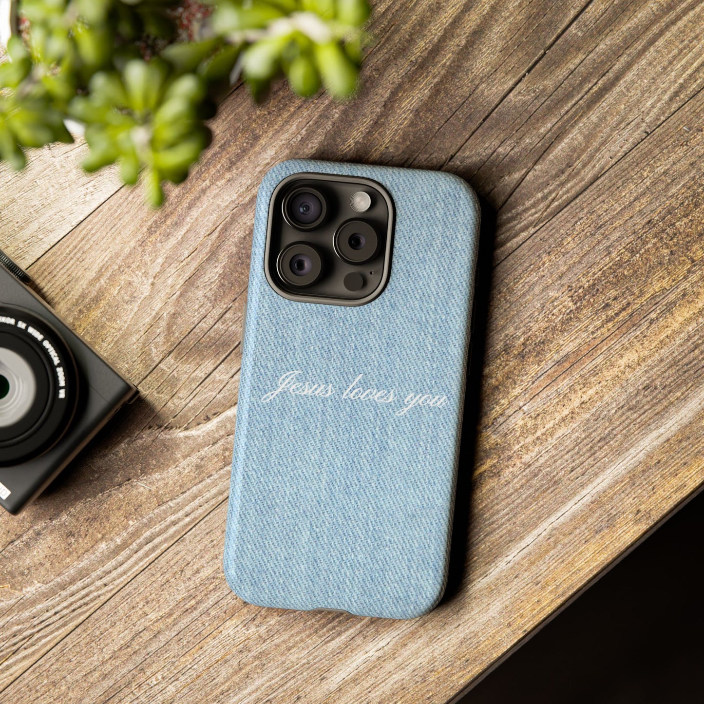 Jesus loves you Denim Phone Case