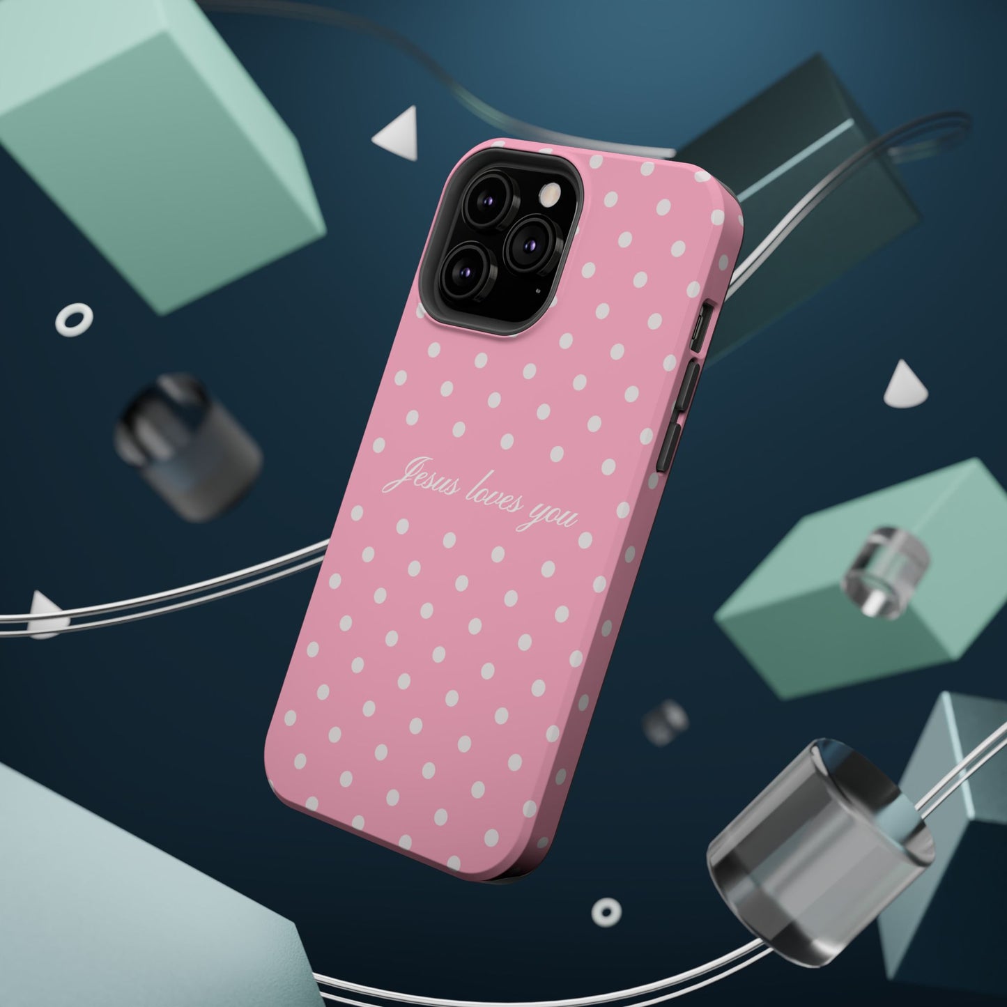 Jesus loves you Pink Polka Dot MagSafe Phone Case
