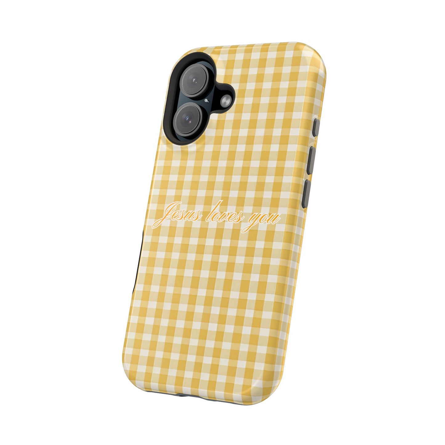 Jesus loves you Gingham Yellow Phone Case MagSafe