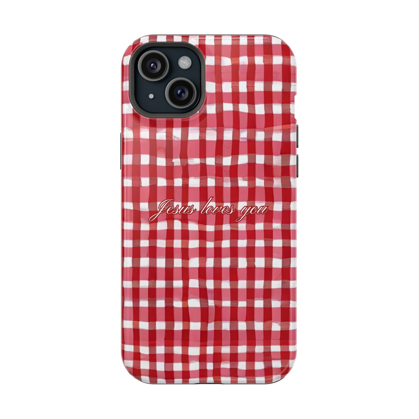 Jesus loves you Gingham MagSafe Phone Case