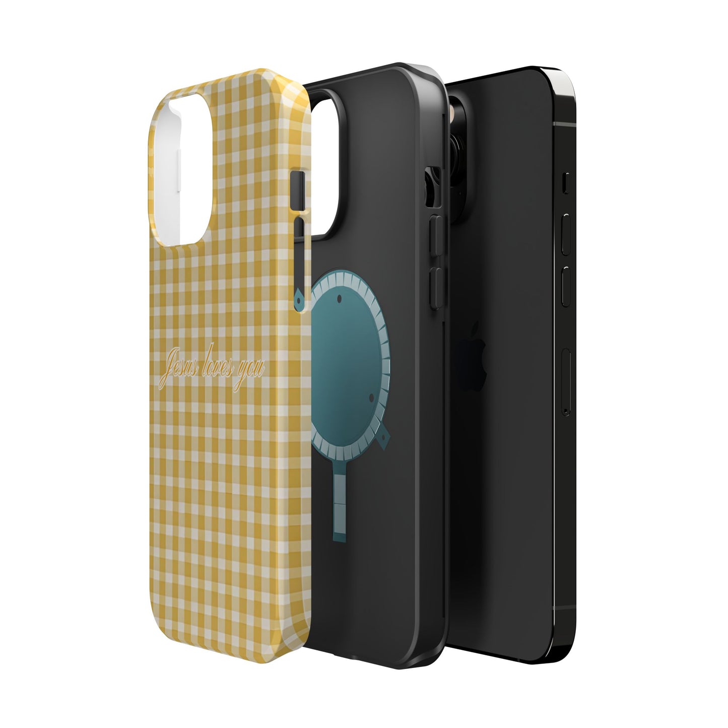 Jesus loves you Gingham Yellow Phone Case MagSafe