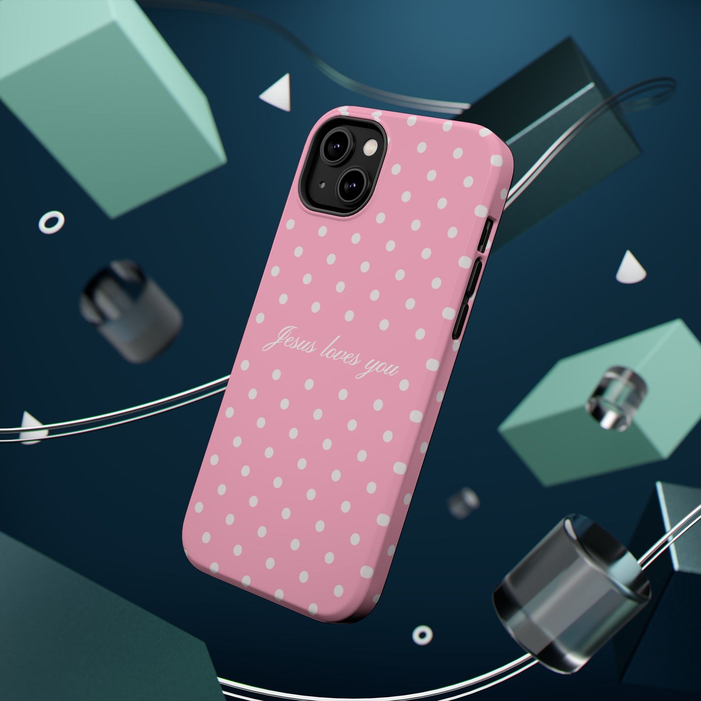 Jesus loves you Pink Polka Dot MagSafe Phone Case