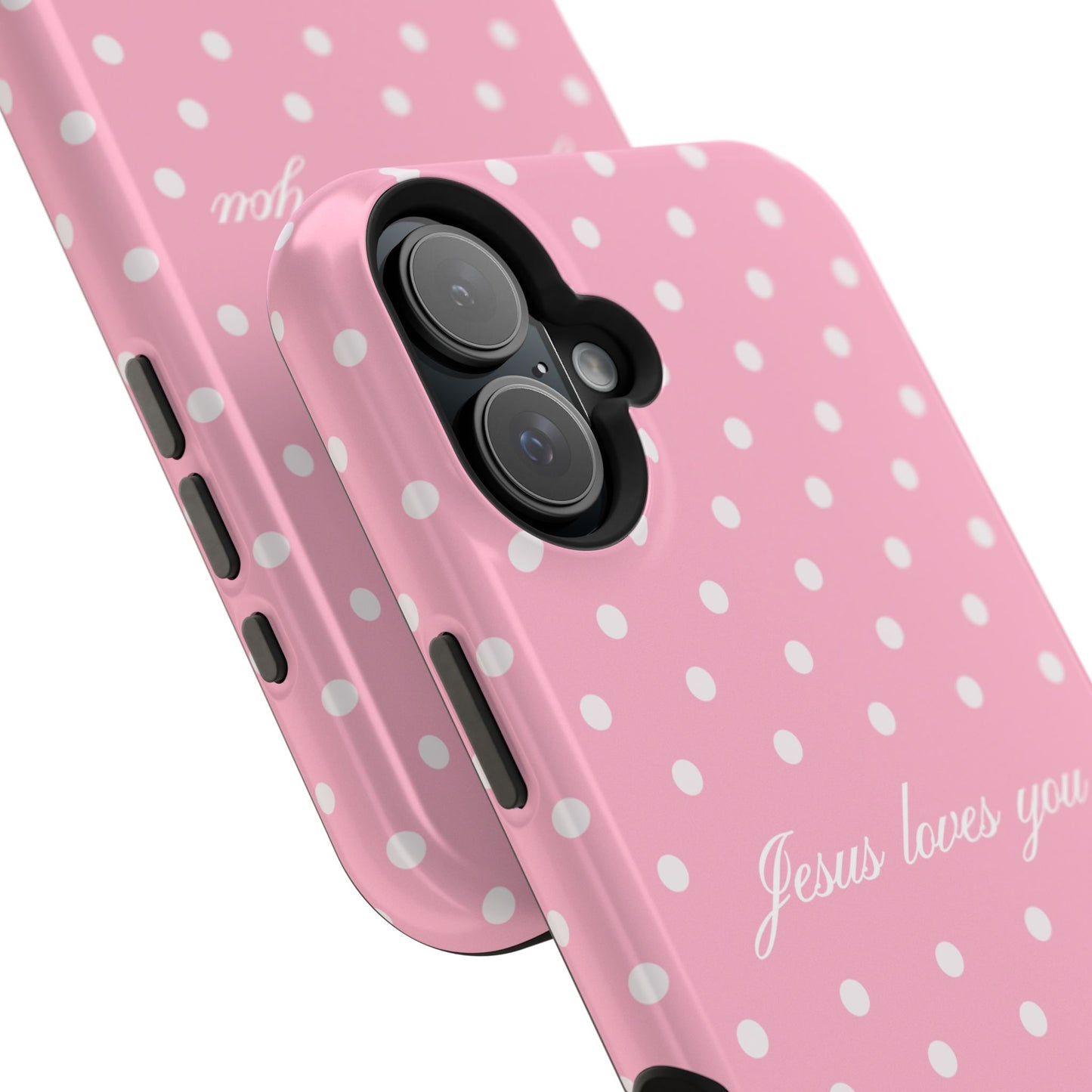 Jesus loves you Pink Polka Dot MagSafe Phone Case