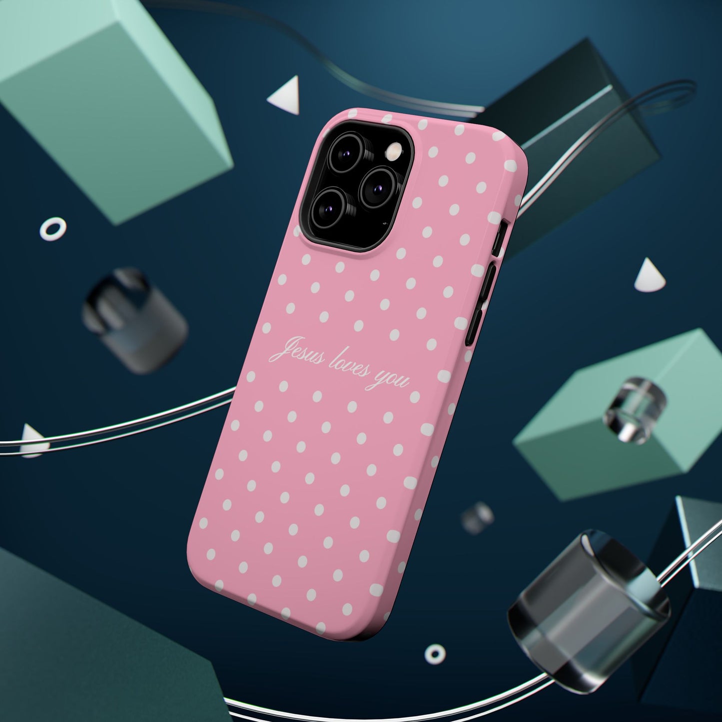 Jesus loves you Pink Polka Dot MagSafe Phone Case