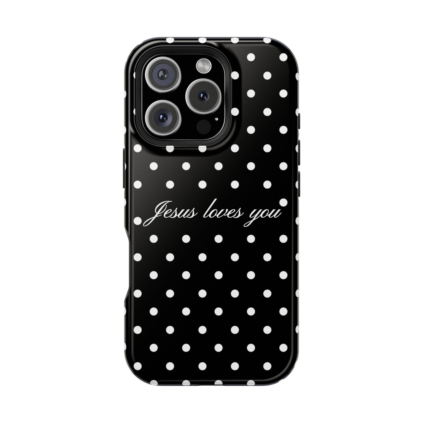 Jesus loves you Black Polka Dot Phone Case MagSafe