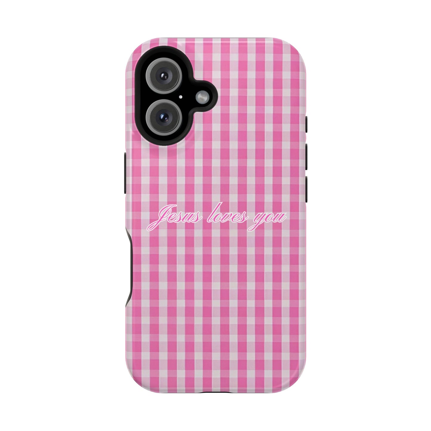 Jesus loves you Pink Gingham Phone Case MagSafe