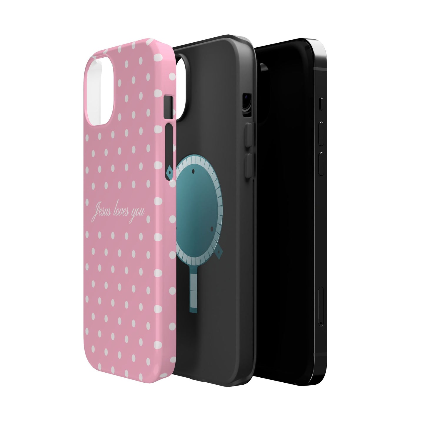 Jesus loves you Pink Polka Dot MagSafe Phone Case