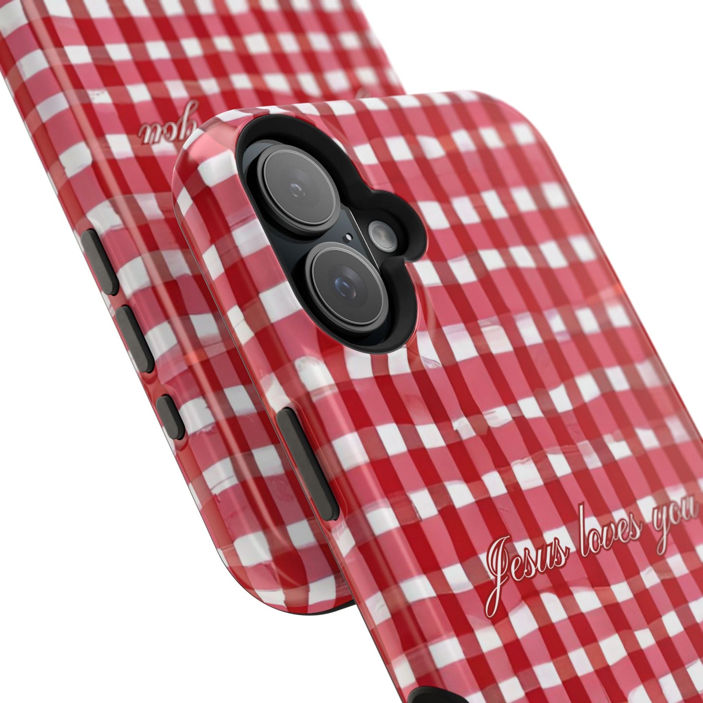 Jesus loves you Gingham MagSafe Phone Case