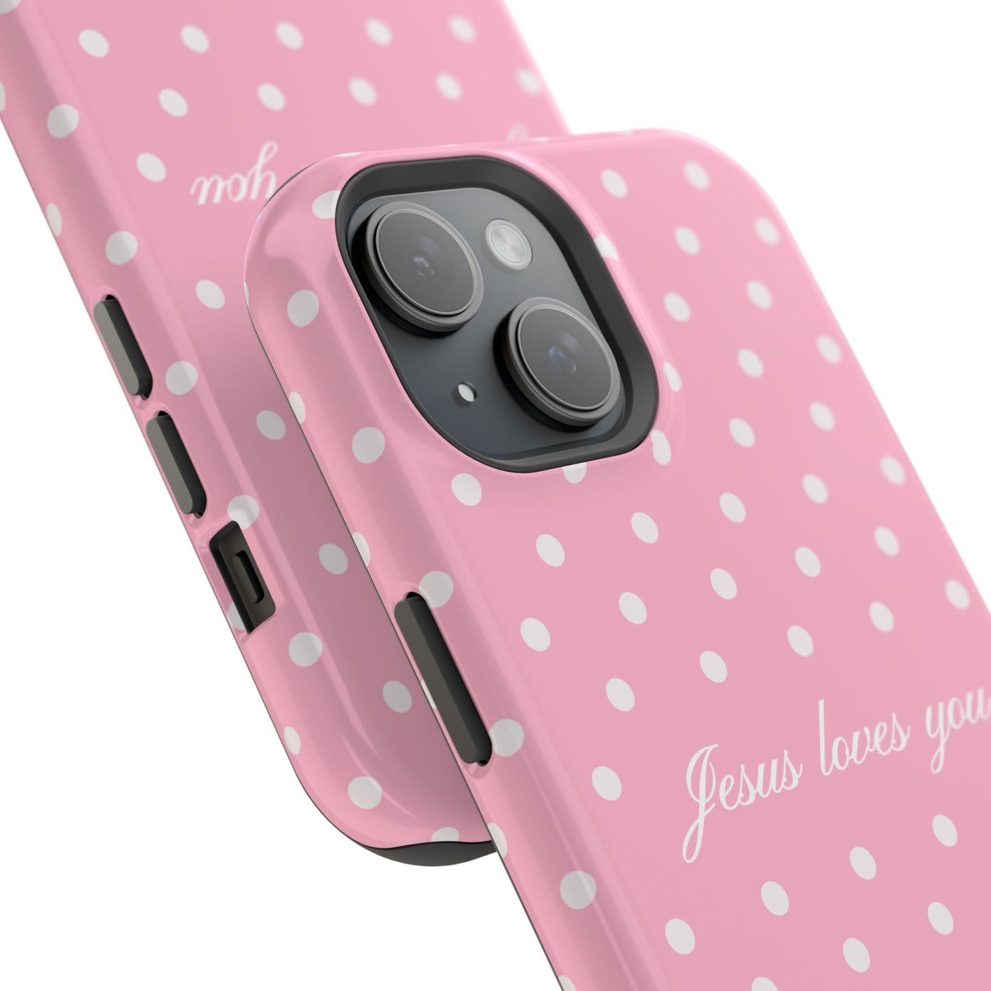 Jesus loves you Pink Polka Dot MagSafe Phone Case