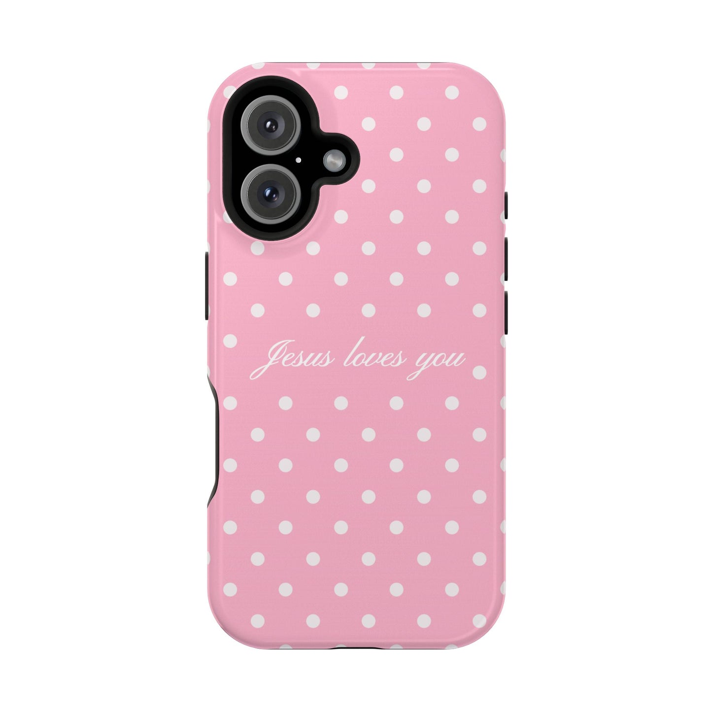 Jesus loves you Pink Polka Dot MagSafe Phone Case