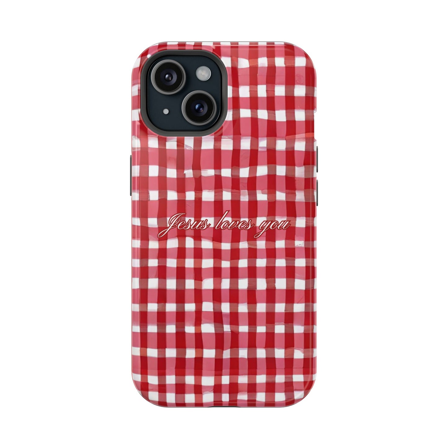 Jesus loves you Gingham MagSafe Phone Case