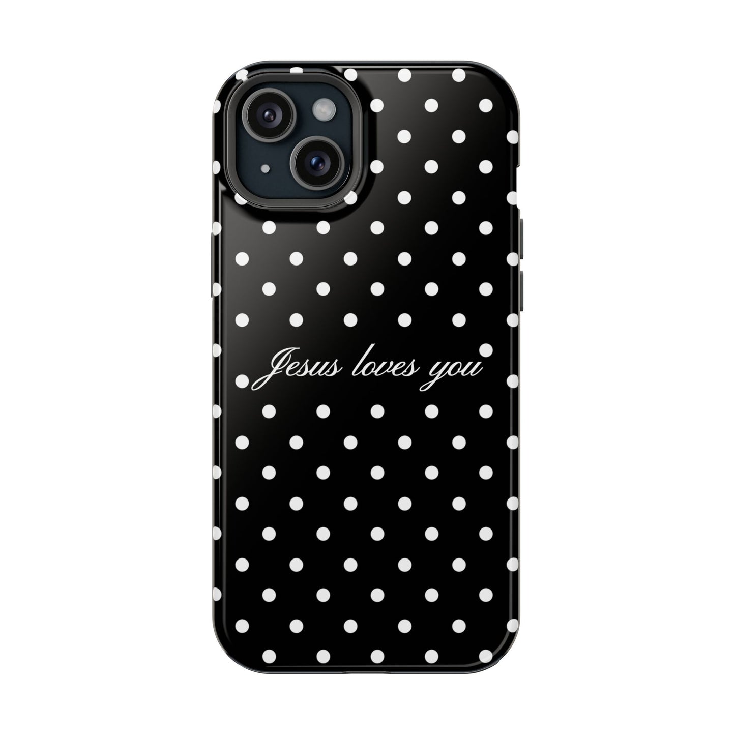 Jesus loves you Black Polka Dot Phone Case MagSafe