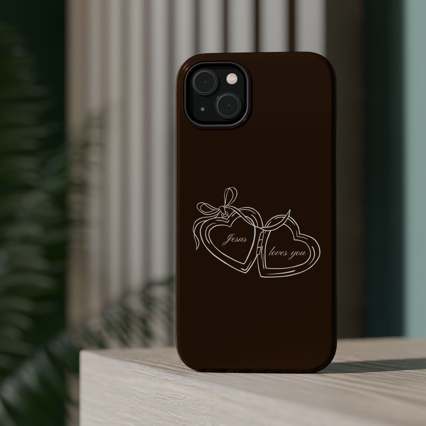 Jesus loves you Locket Espresso MagSafe Phone Case