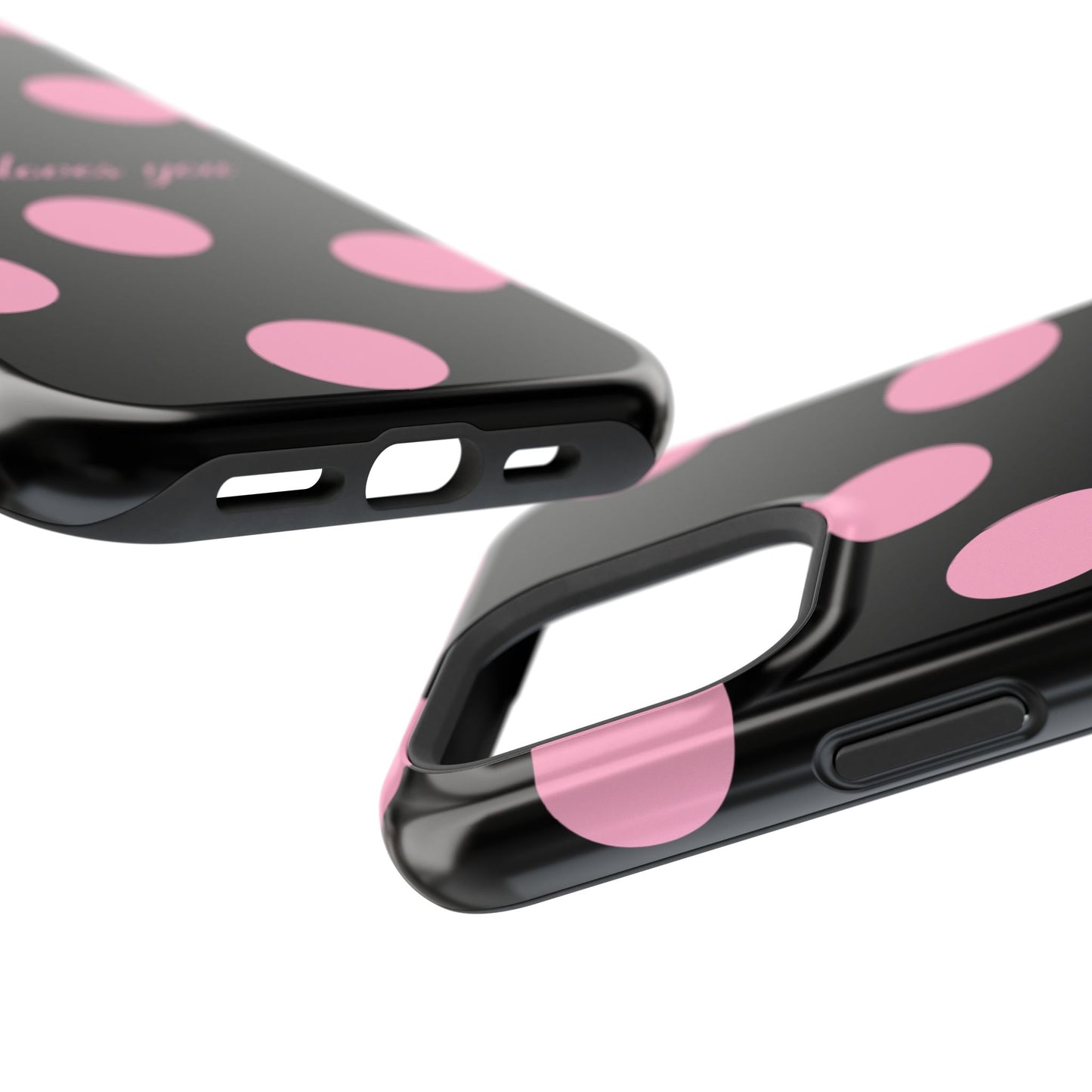 Jesus loves you Pink and Black Polka Dot MagSafe Phone Case