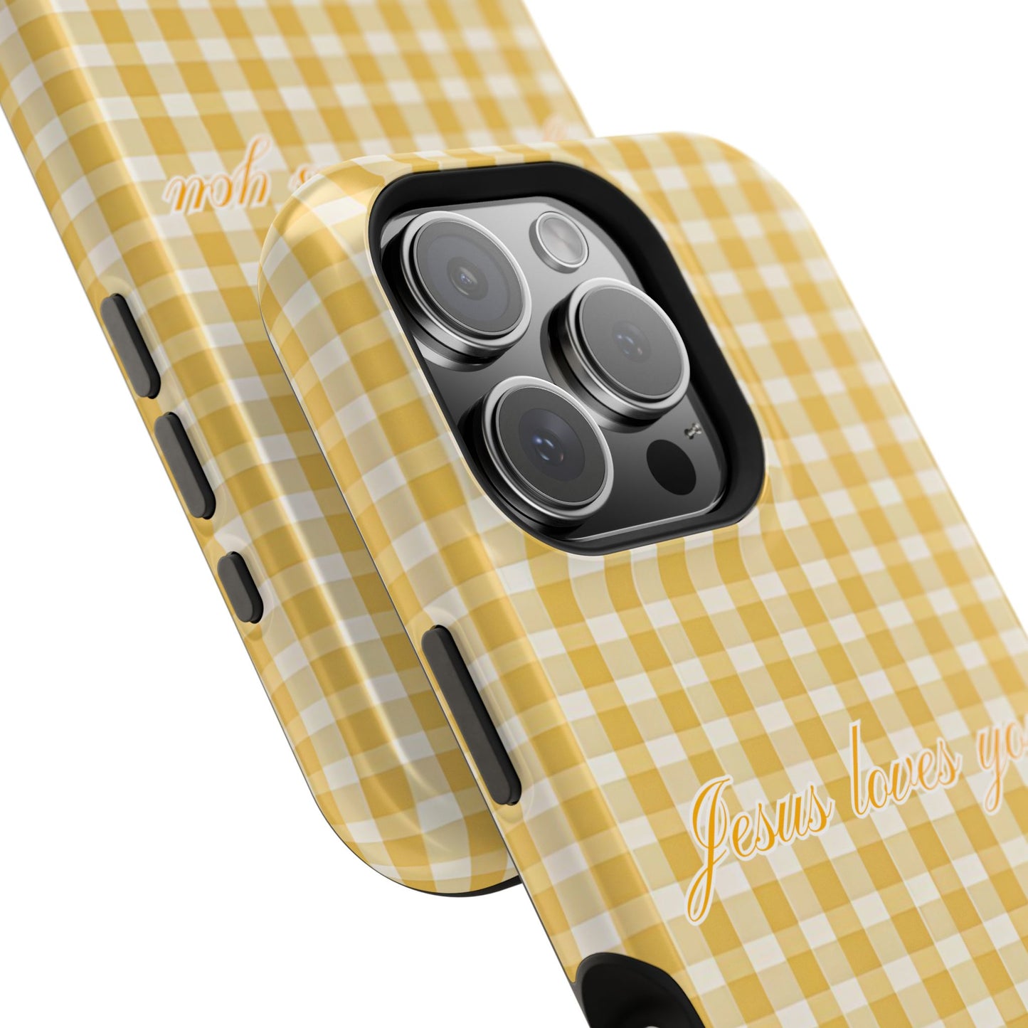 Jesus loves you Gingham Yellow Phone Case MagSafe