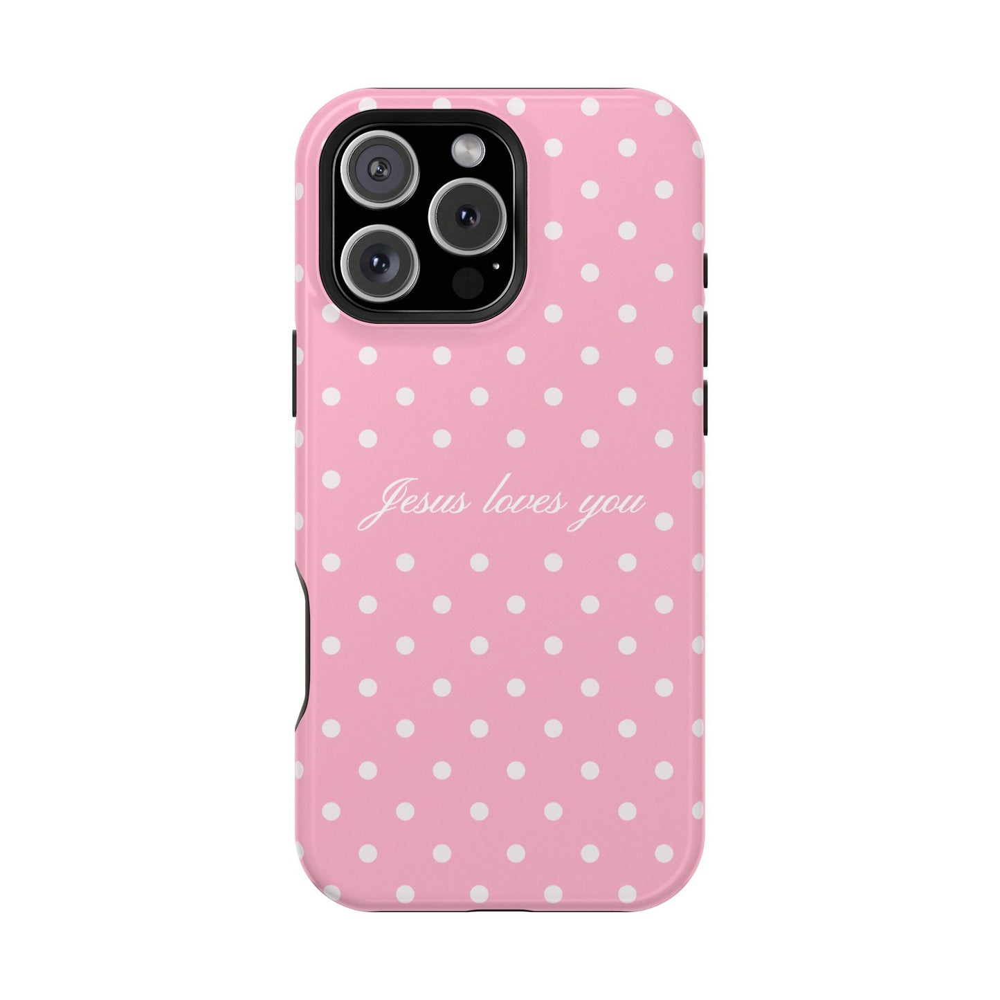 Jesus loves you Pink Polka Dot MagSafe Phone Case