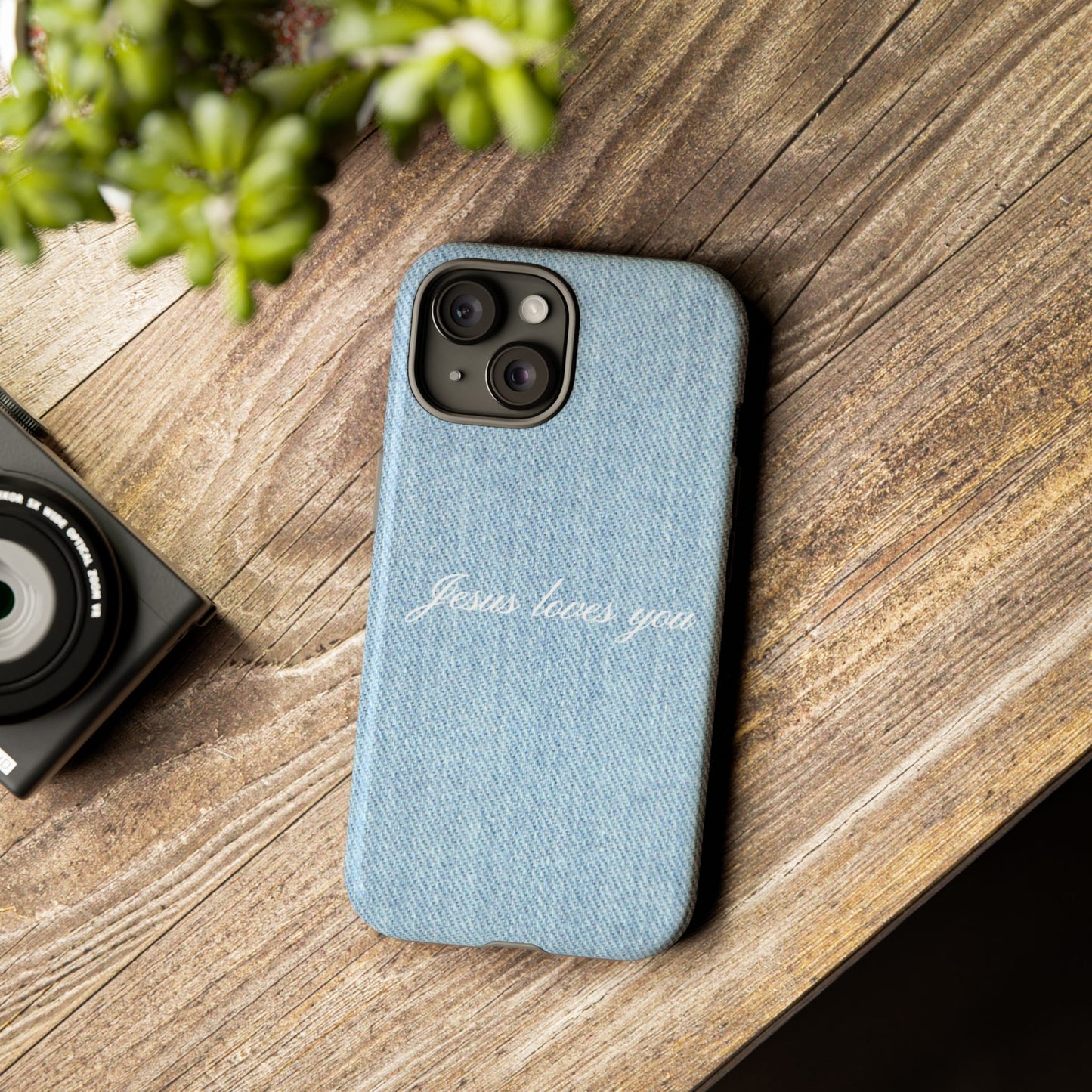Jesus loves you Denim Phone Case