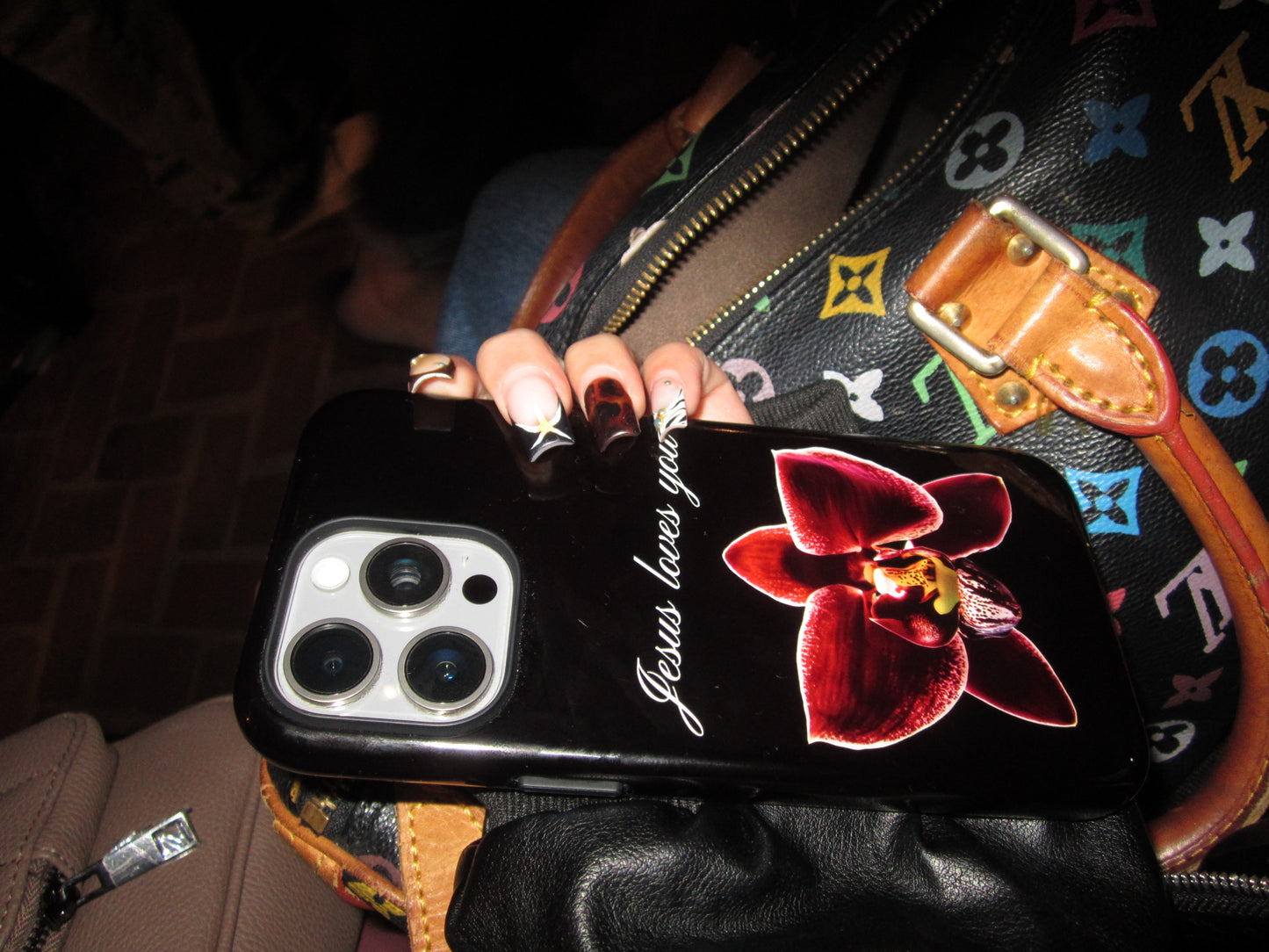 Jesus loves you Black Flower Phone Case