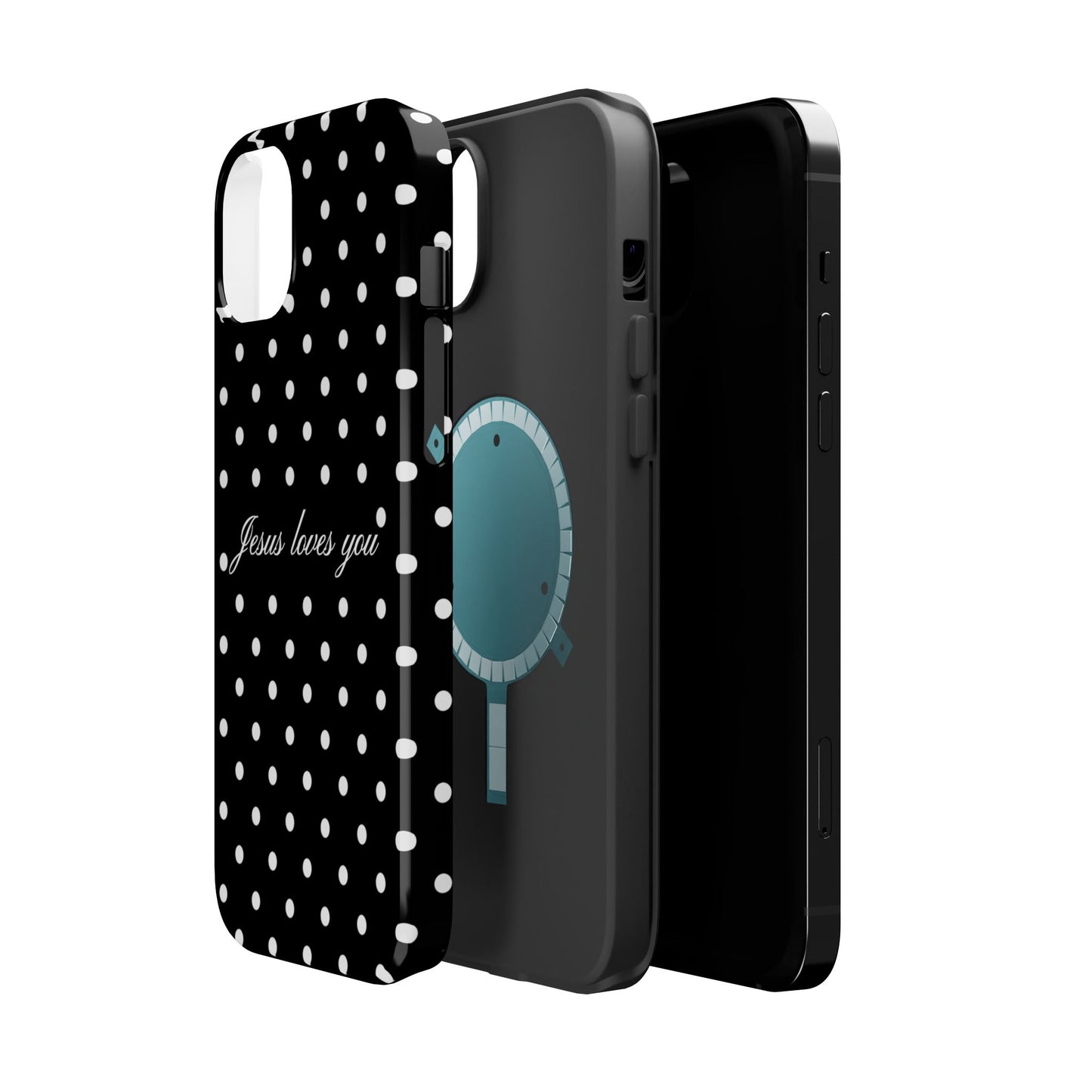 Jesus loves you Black Polka Dot Phone Case MagSafe
