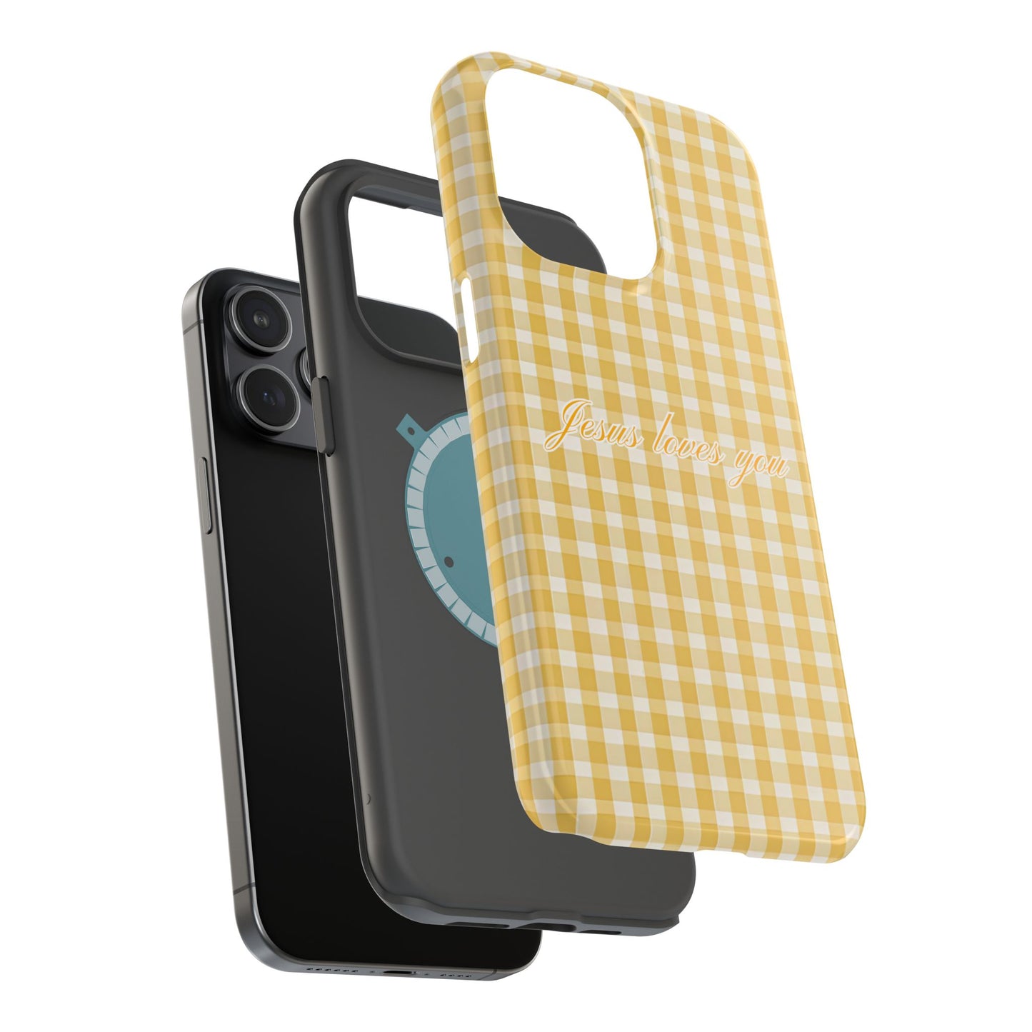 Jesus loves you Gingham Yellow Phone Case MagSafe