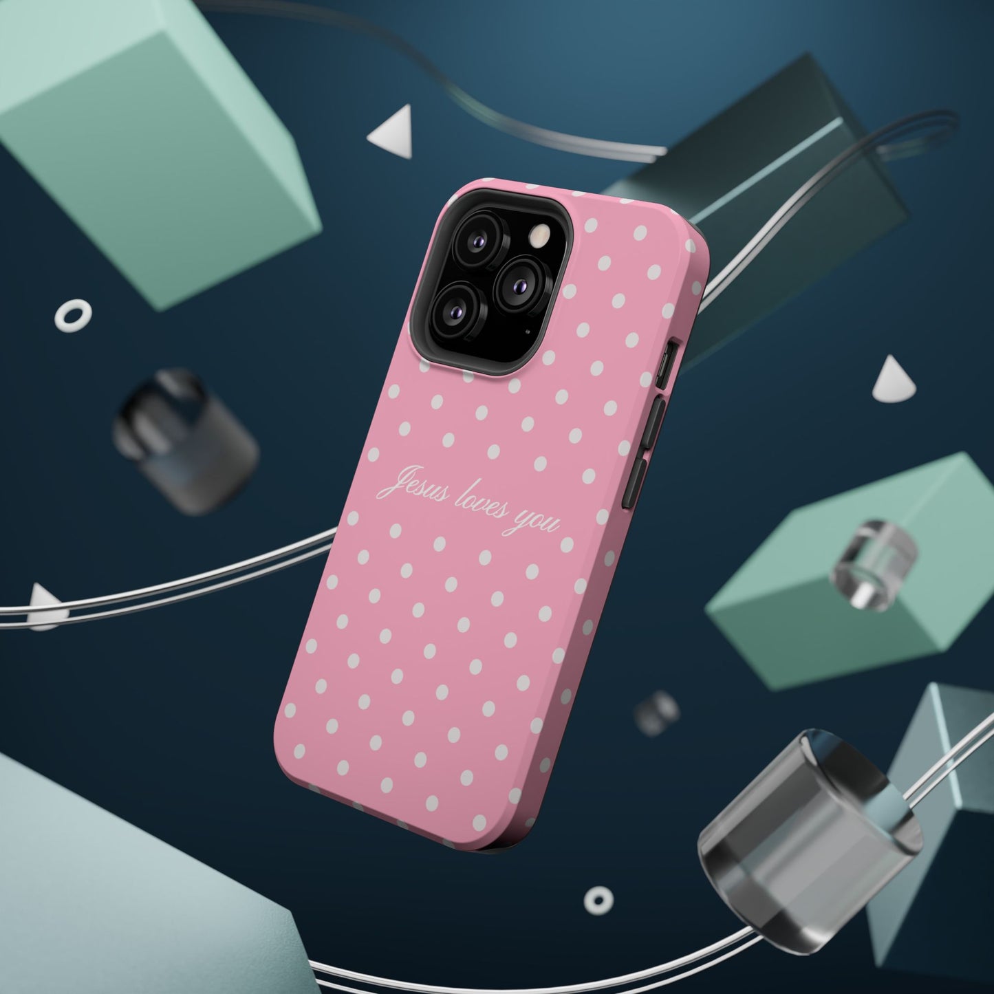 Jesus loves you Pink Polka Dot MagSafe Phone Case