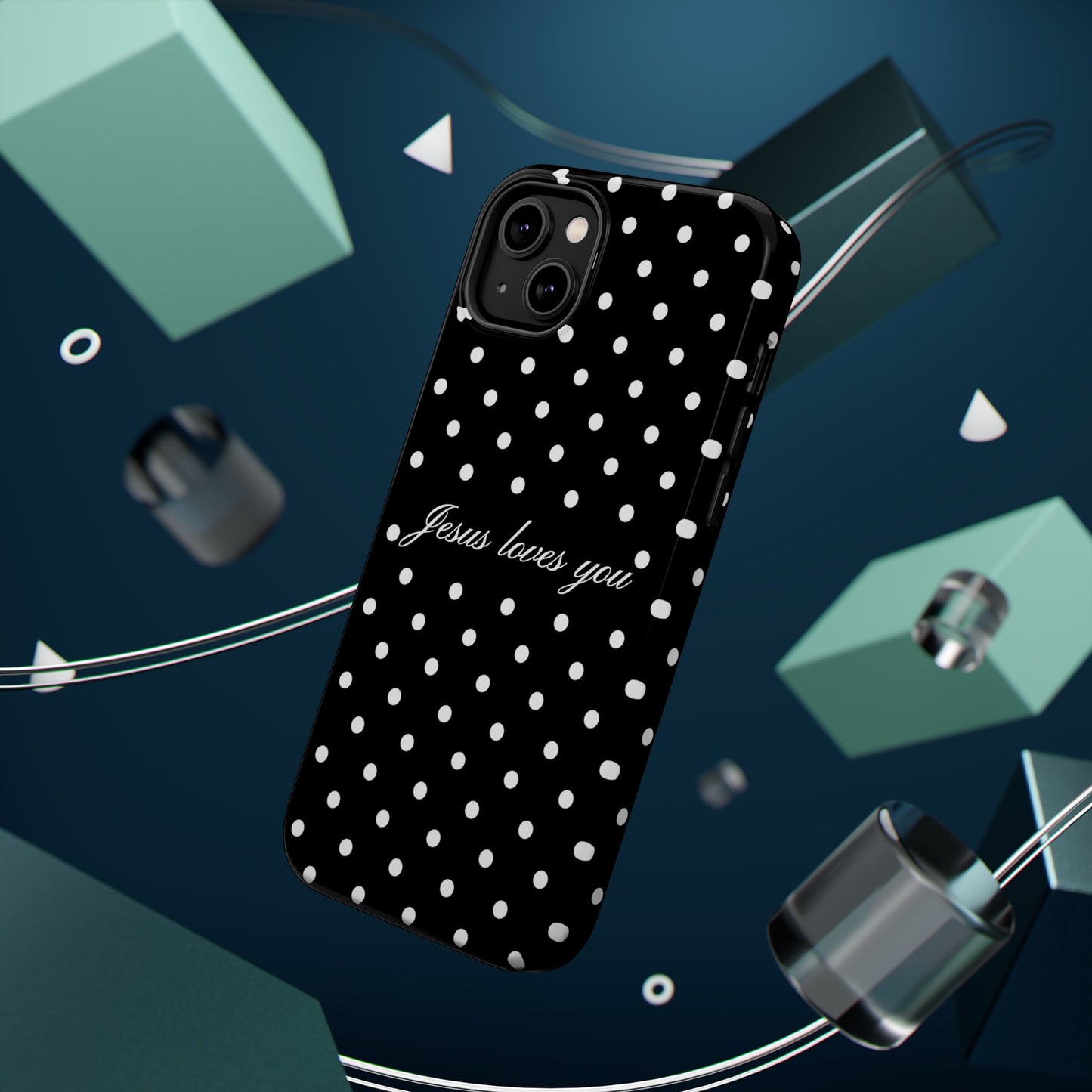 Jesus loves you Black Polka Dot Phone Case MagSafe