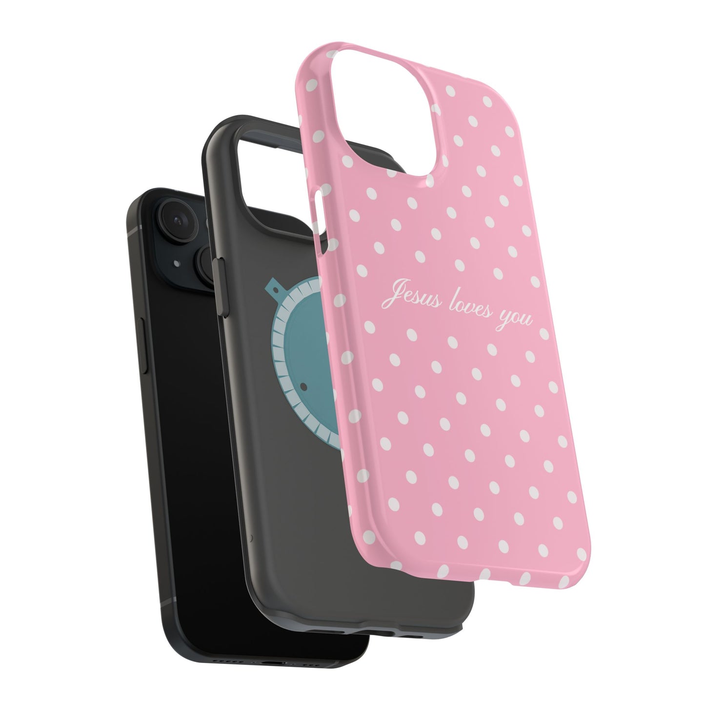 Jesus loves you Pink Polka Dot MagSafe Phone Case