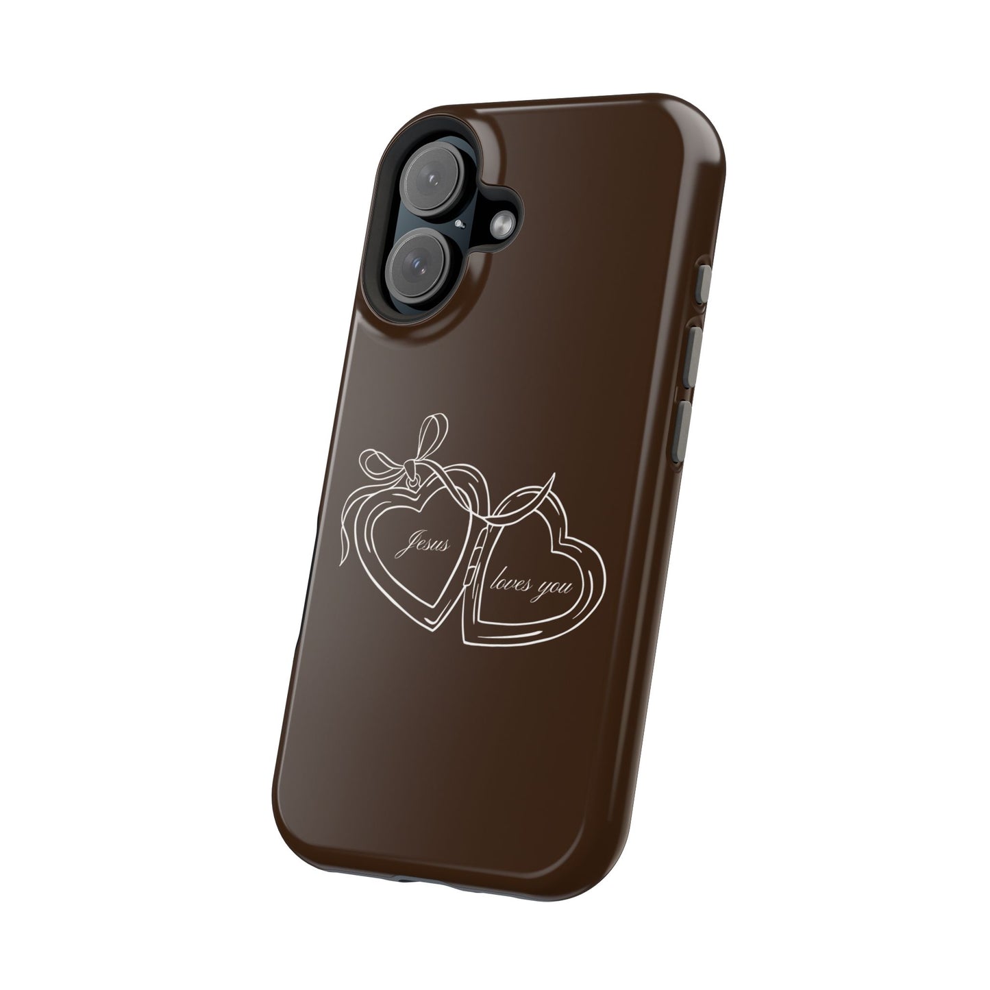Jesus loves you Locket Espresso MagSafe Phone Case